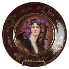 Antique Royal Vienna Hand Painted & Gilt Porcelain Portrait Plate C1900