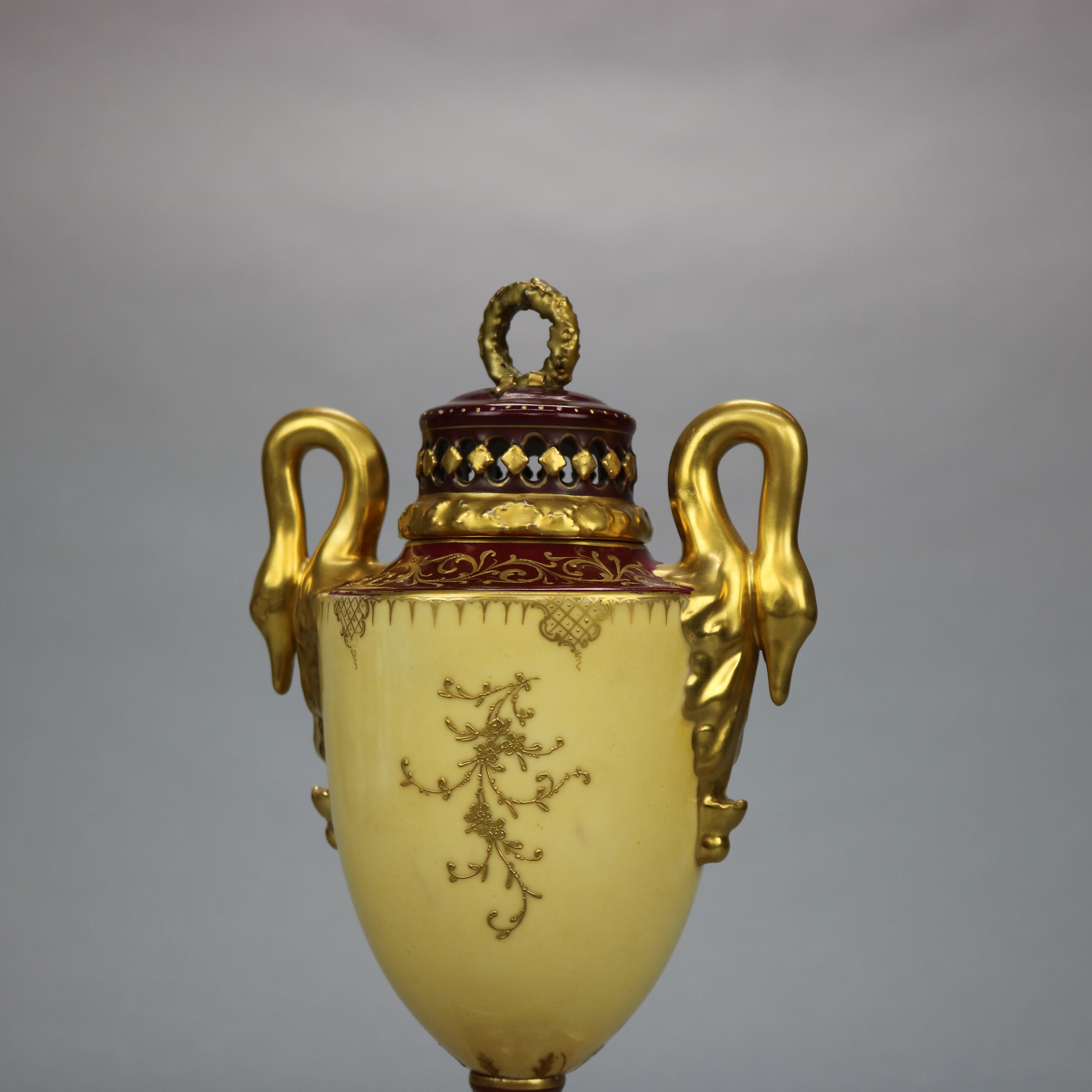Antique Royal Vienna Hand Painted & Gilt Porcelain Portrait Urn, c1880 In Good Condition In Big Flats, NY