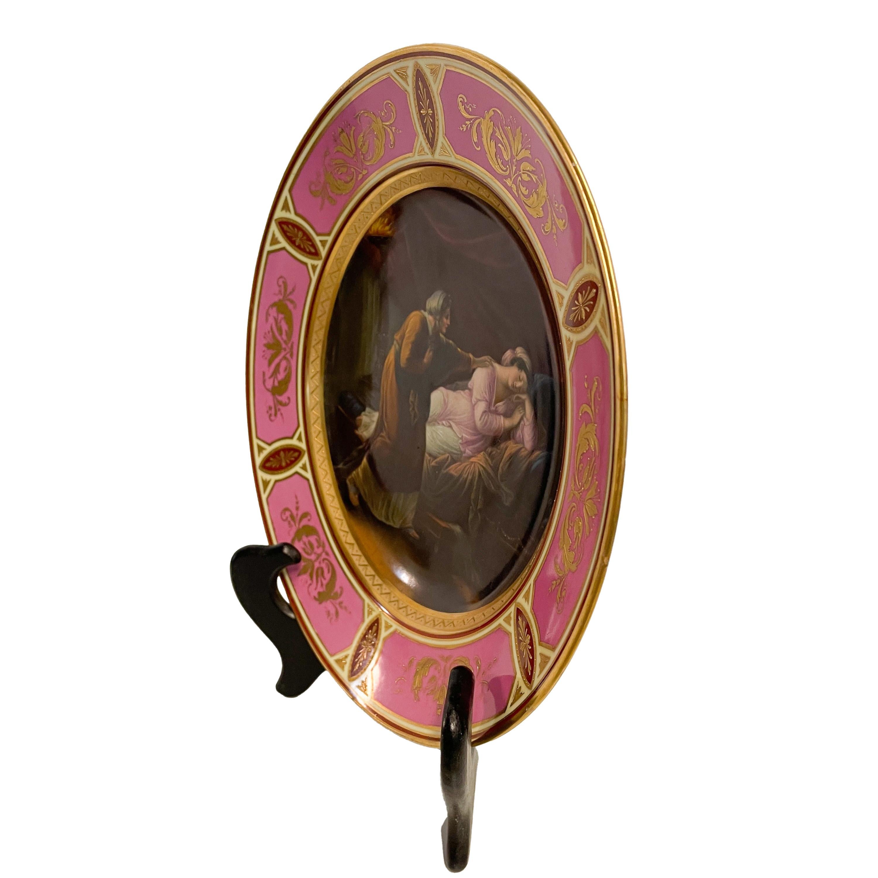 Belle Époque Antique Royal Vienna Porcelain Cabinet Plate Painting by Angelica Kauffman 1890 For Sale
