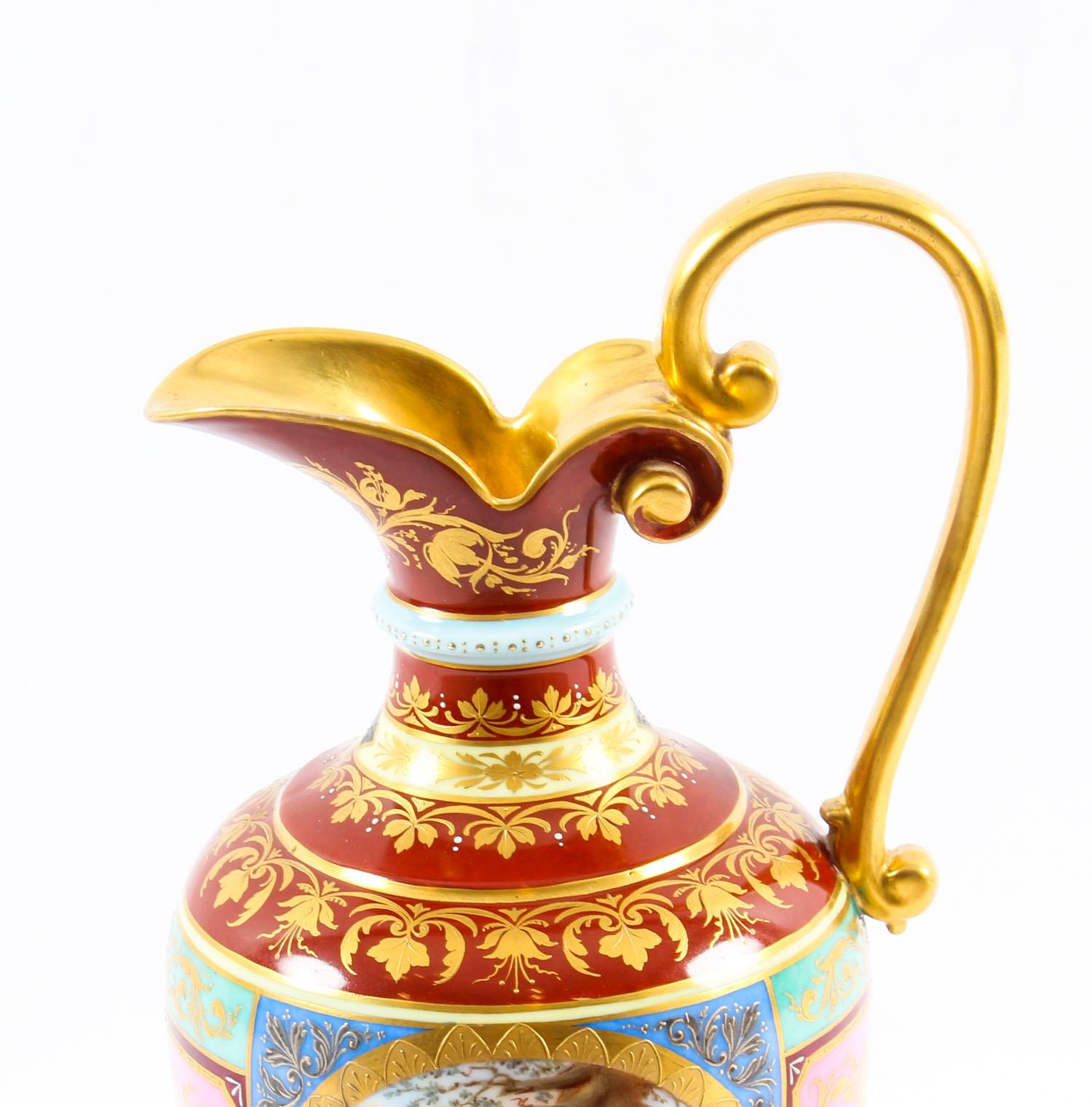 Gilt Antique Royal Vienna Porcelain Ewer Classical Figures, 19th Century