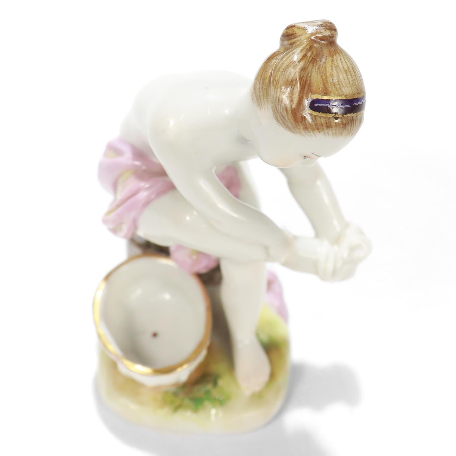 Antique Royal Vienna Porcelain Figurine of a Footbather For Sale 4