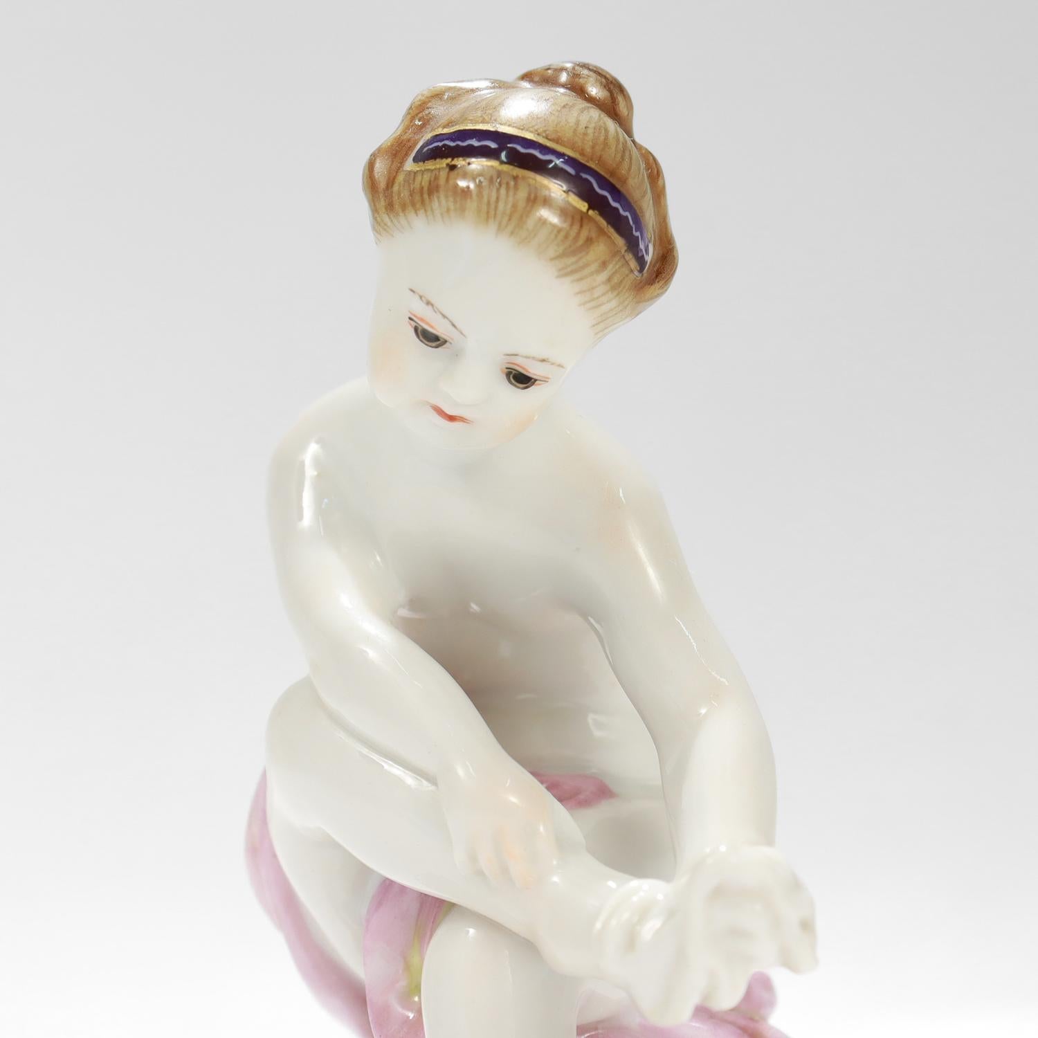 Austrian Antique Royal Vienna Porcelain Figurine of a Footbather For Sale