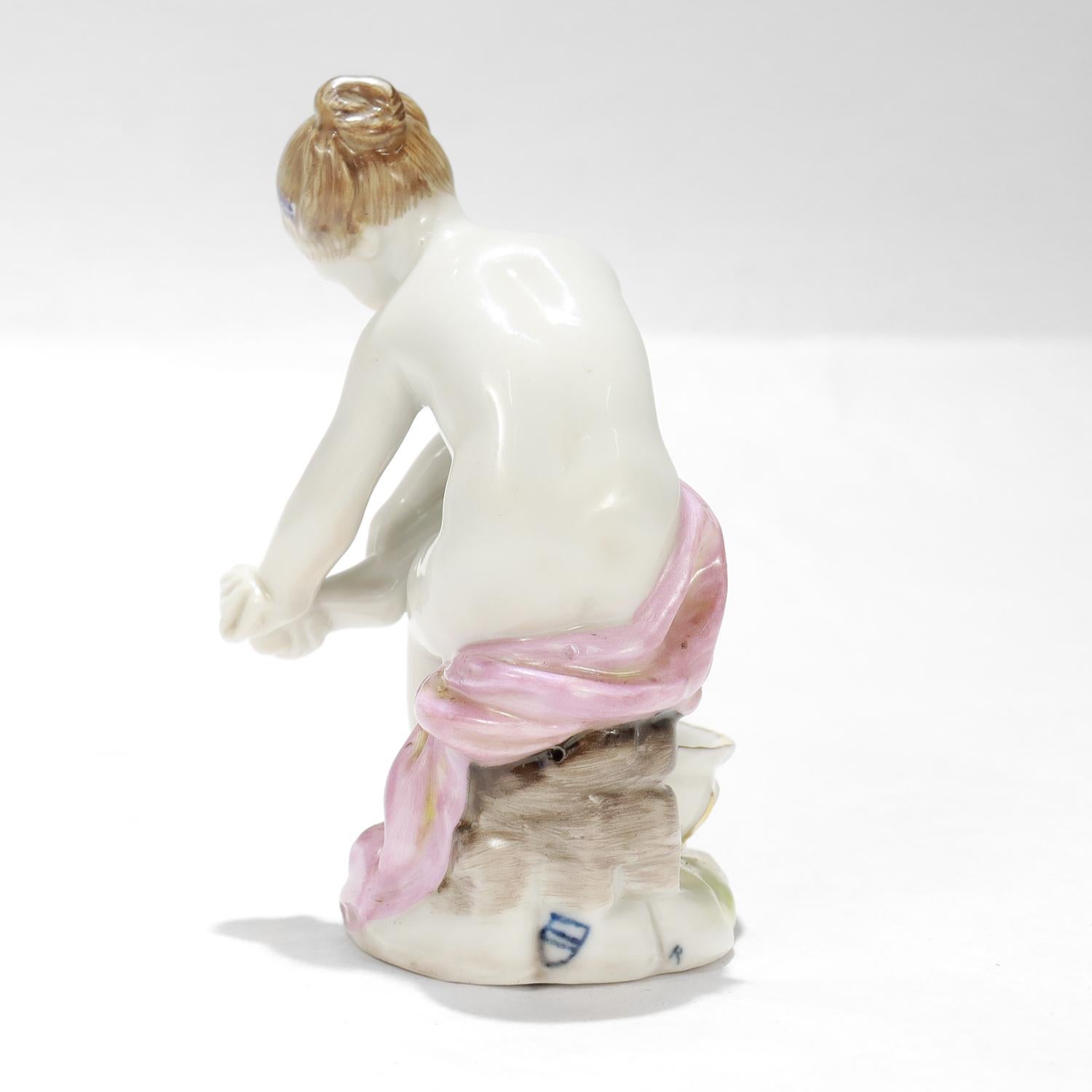 Antique Royal Vienna Porcelain Figurine of a Footbather In Good Condition For Sale In Philadelphia, PA