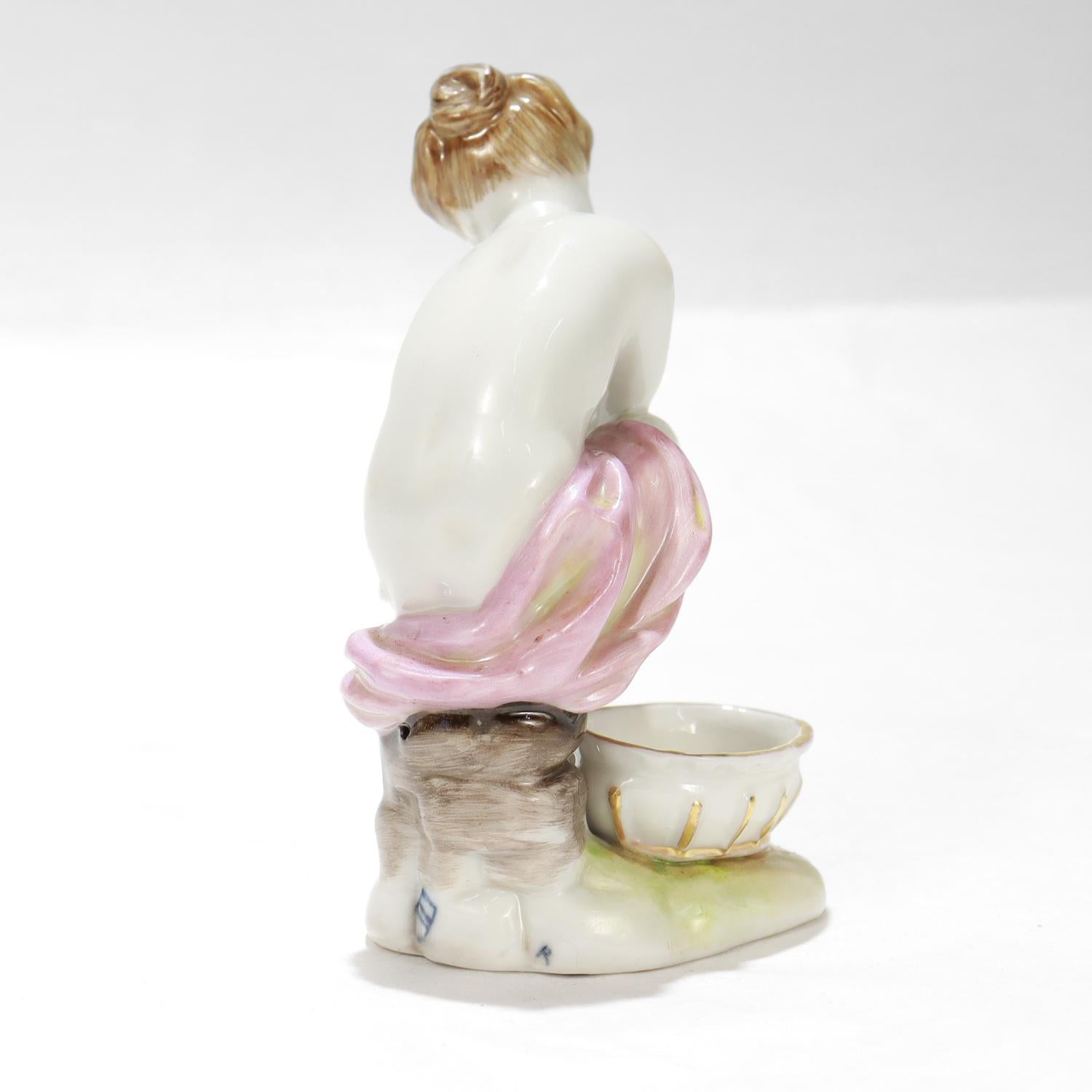 19th Century Antique Royal Vienna Porcelain Figurine of a Footbather For Sale