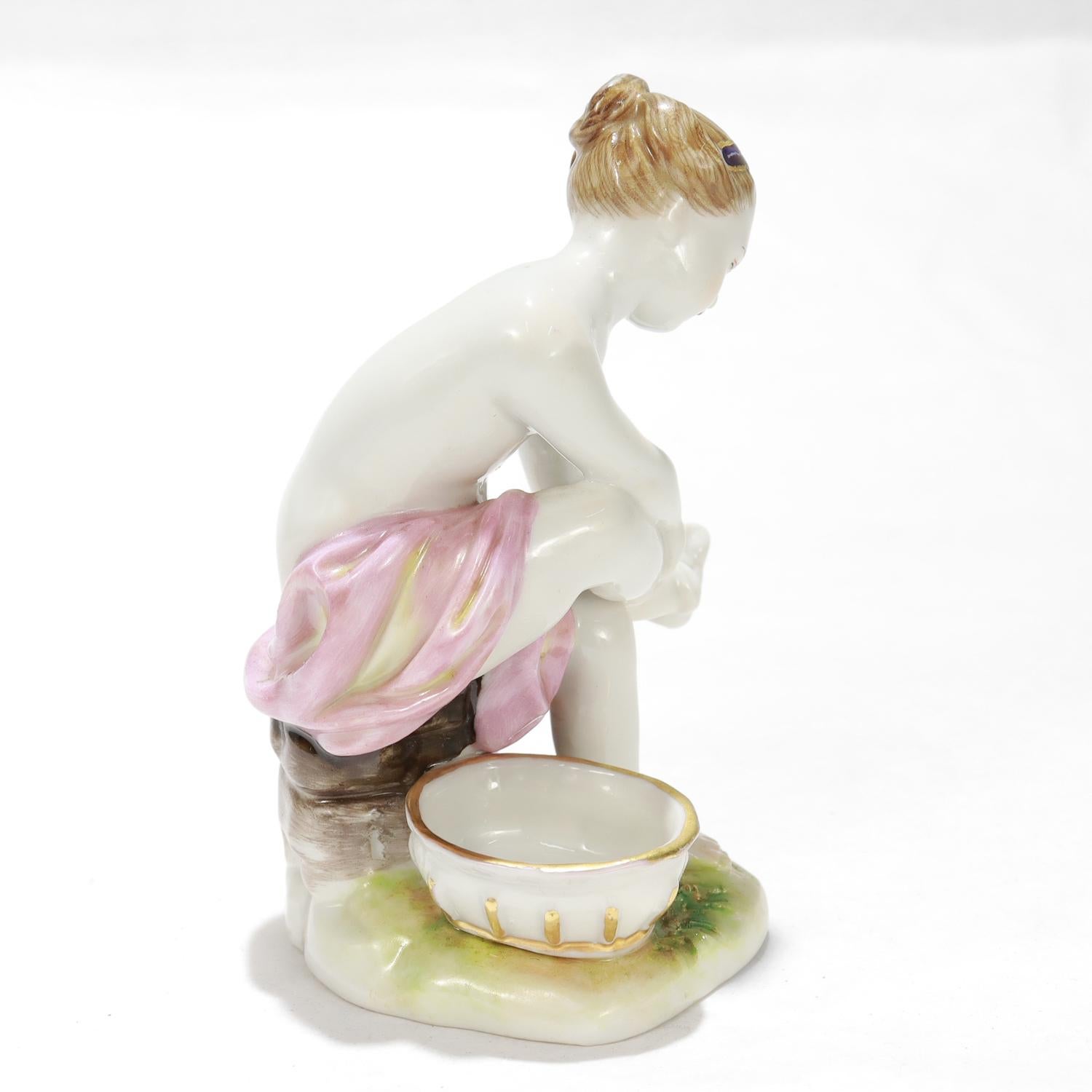 Antique Royal Vienna Porcelain Figurine of a Footbather For Sale 1