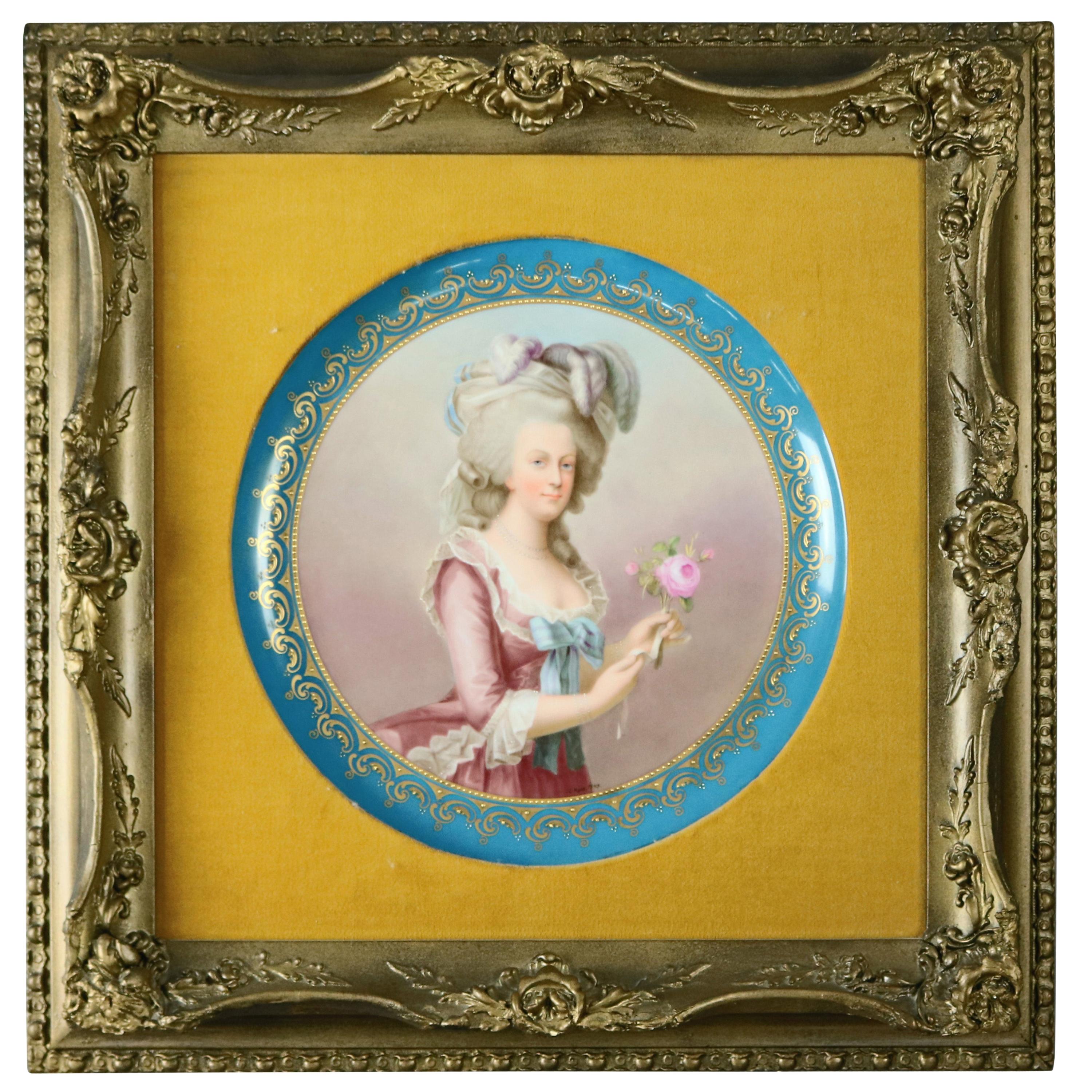 Antique Royal Vienna Porcelain Portrait Plaque of Marie Antoinette, circa 1890