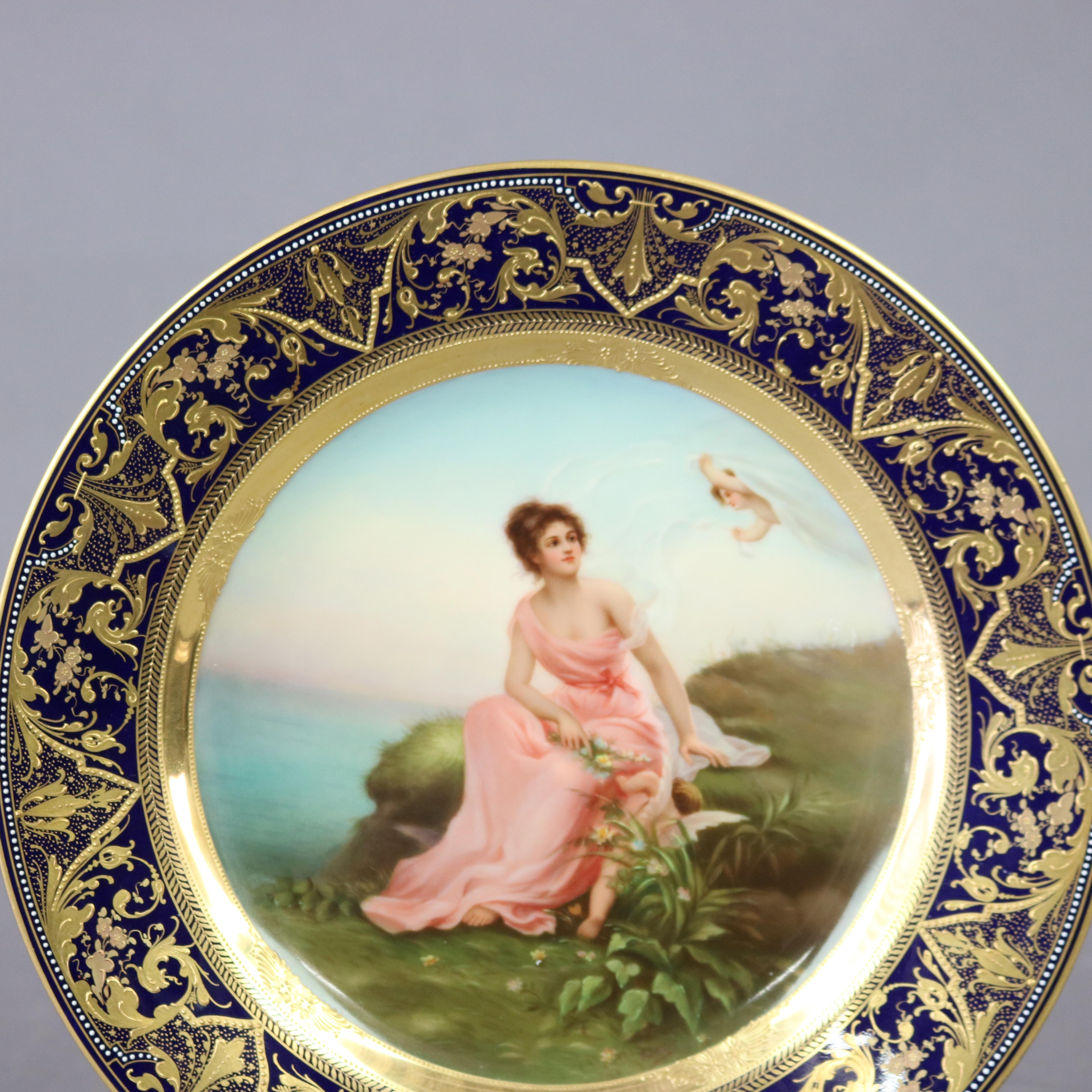Gilt Antique Royal Vienna Porcelain Portrait Plate, 