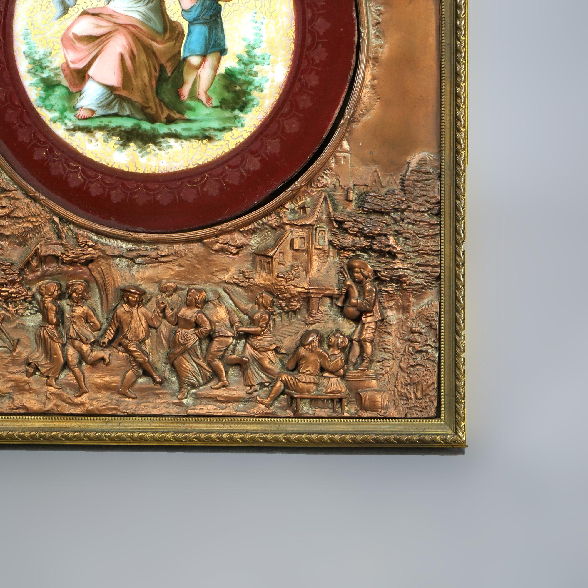Antique Royal Vienna School Hand Painted Porcelain Plaque in Bronze Frame, c1890 2