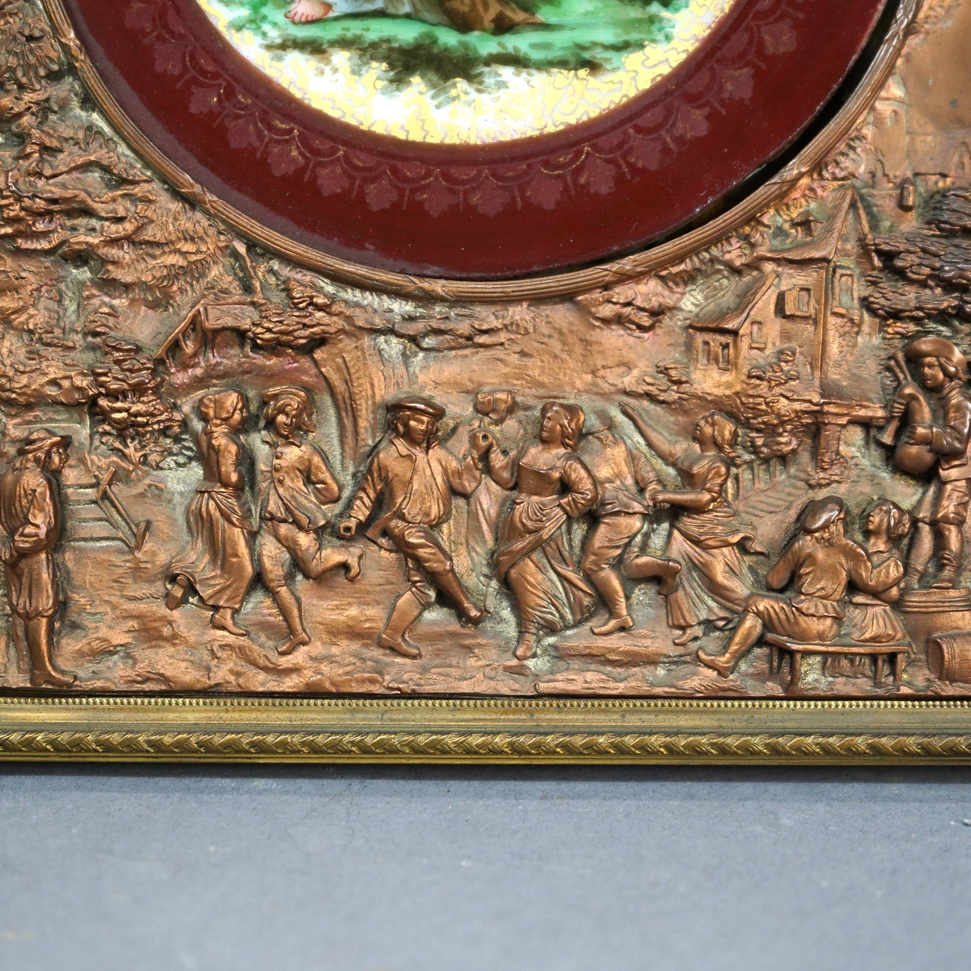 Antique Royal Vienna School Hand Painted Porcelain Plaque in Bronze Frame, c1890 3