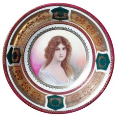 Antique bol à portrait en porcelaine peinte à la main de style Royal Vienna par Wagner