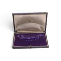 Antique Royal Warrant Crown Marked Blue Leather Jewellery Box