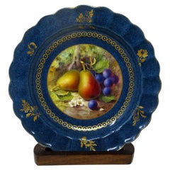 Ancienne assiette de cabinet Royal Wocester peinte à la main - Nature morte - Fruits - Albert Shuck