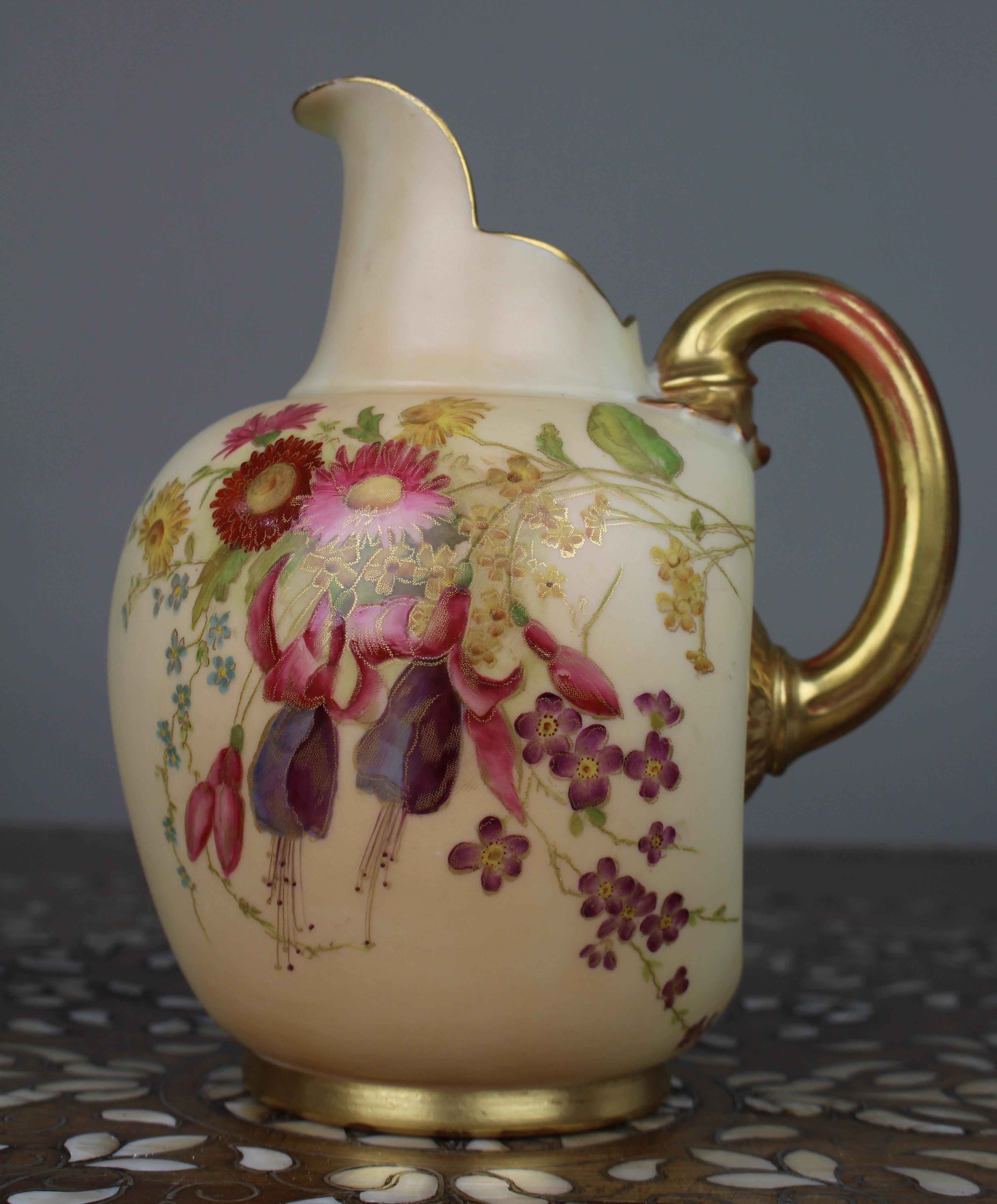 Antique Royal Worcester Blush Ivory Ewer, Hand-Painted Porcelain, 1896 ...