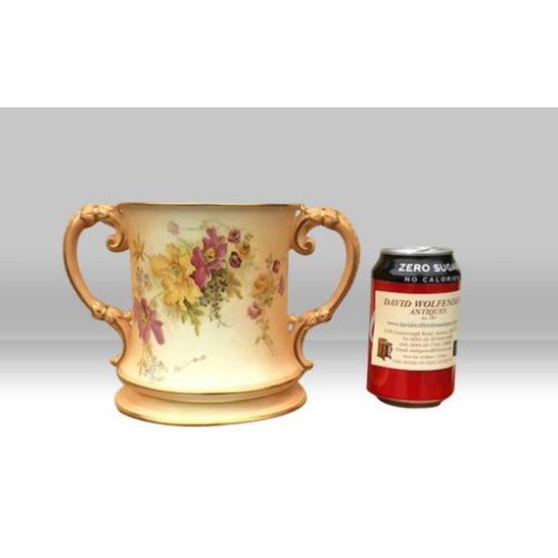 Edwardian Antique Royal Worcester Blush Ivory Loving Cup For Sale