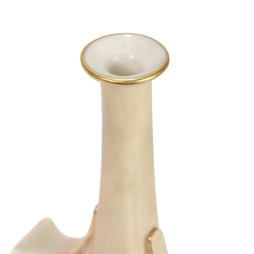 Antike Royal Worcester vergoldet Blush Porzellan Vase mit handgemalten Fasanen im Angebot 2