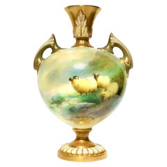 Antique Royal Worcester Harry Davis Sheep Vase