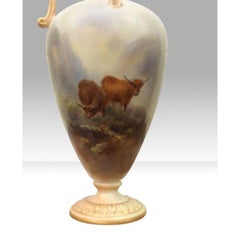 Antique Royal Worcester Harry Stinton Ewer Vase