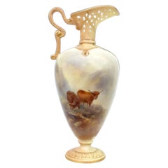 Antique Royal Worcester Harry Stinton Ewer Vase