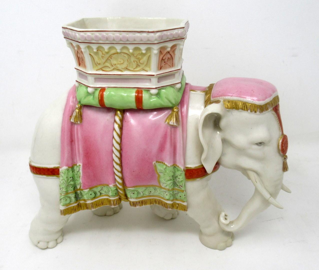 Victorian Antique Royal Worcester Kerr Binns English Porcelain Elephant Vase Pink Gilt
