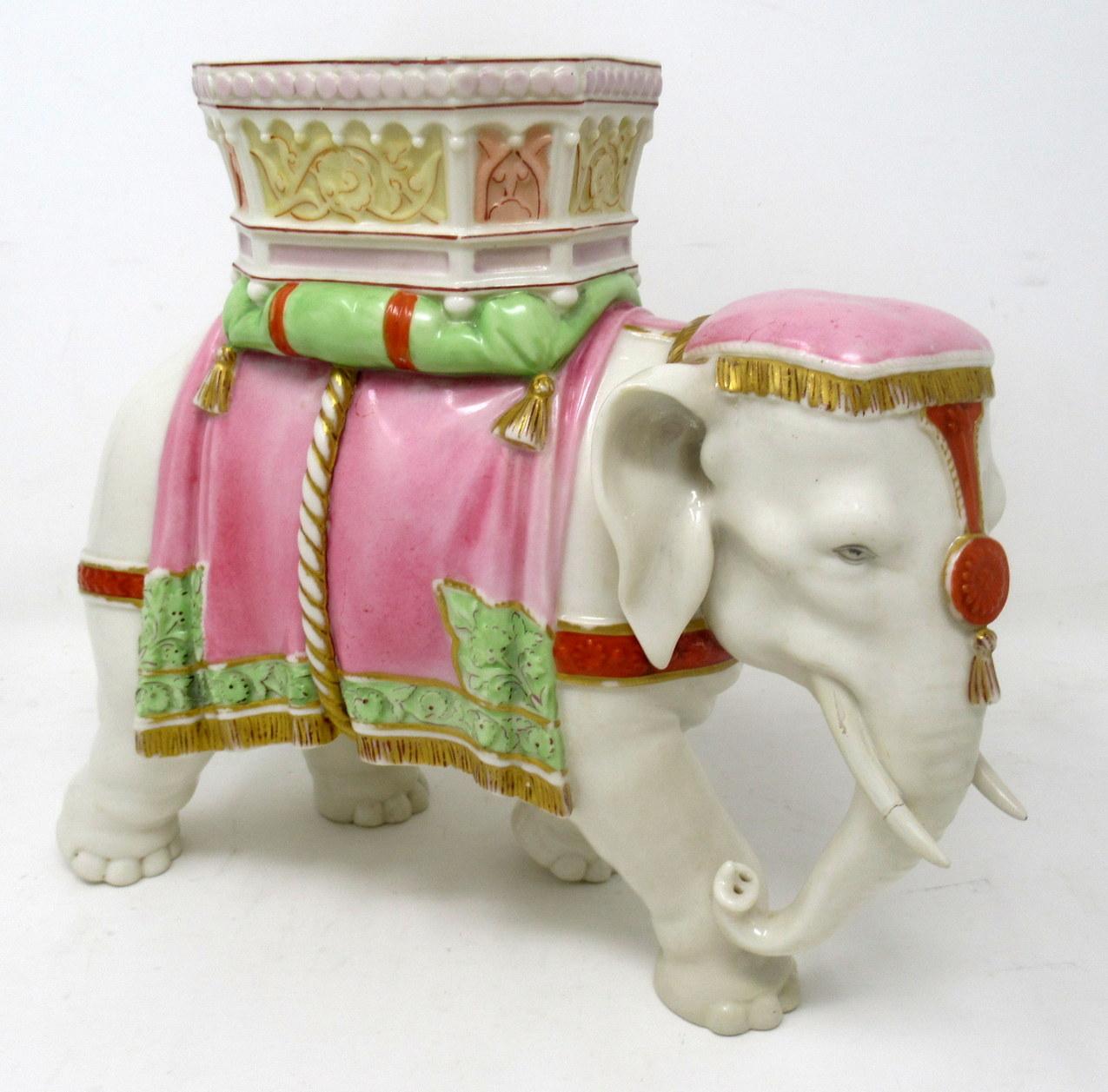 Antique Royal Worcester Kerr Binns English Porcelain Elephant Vase Pink Gilt In Good Condition In Dublin, Ireland