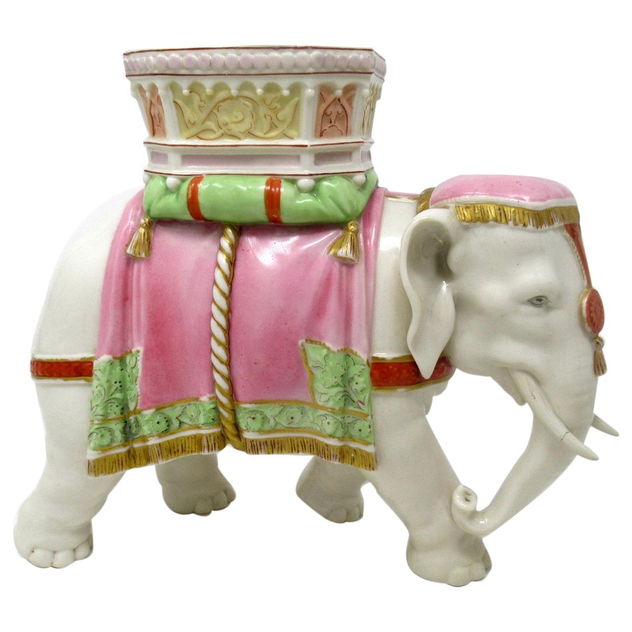 Antique Royal Worcester Kerr Binns English Porcelain Elephant Vase Pink Gilt