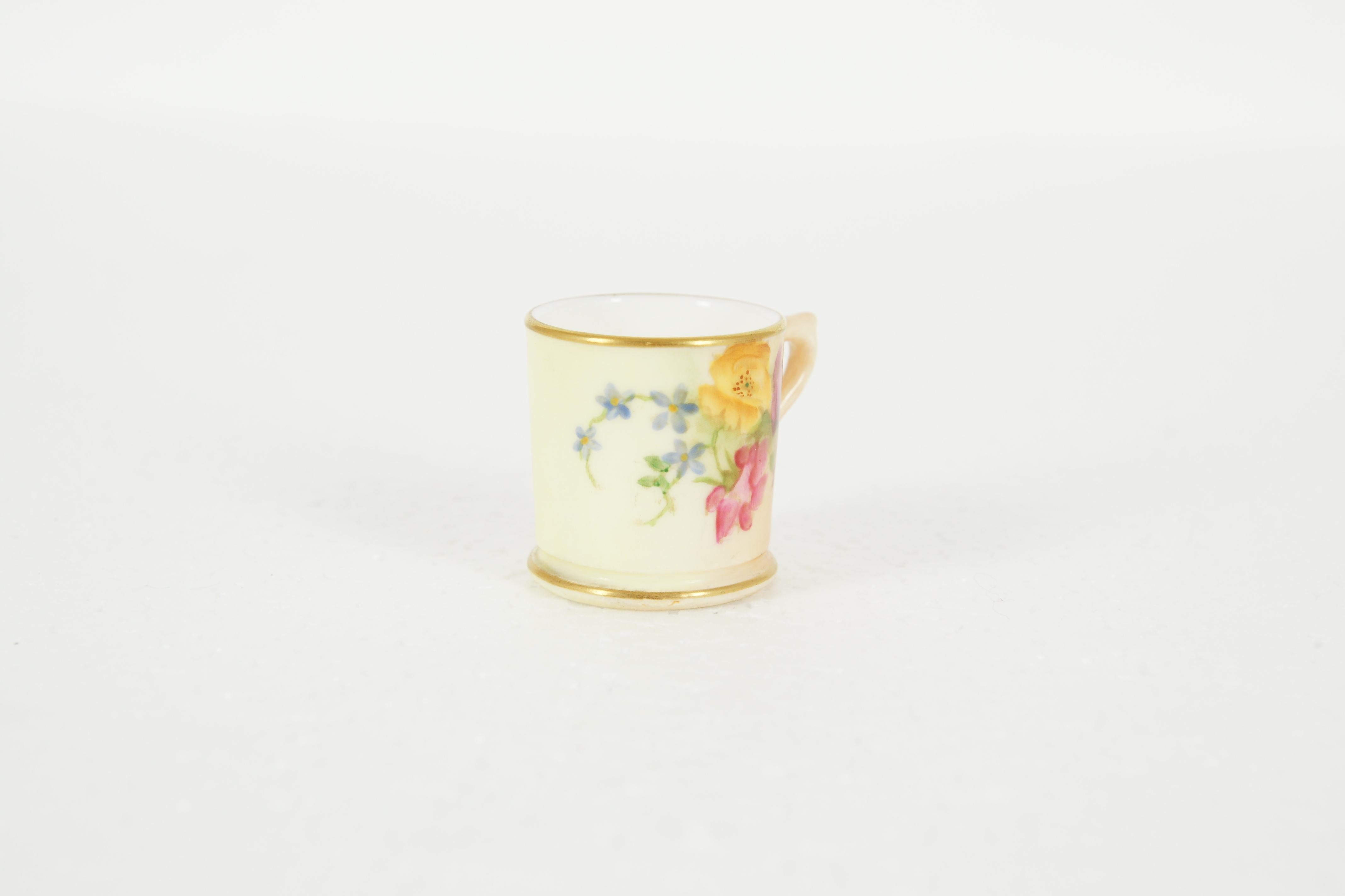 English Antique Royal Worcester, Miniature Hand Painted Cup, B1964