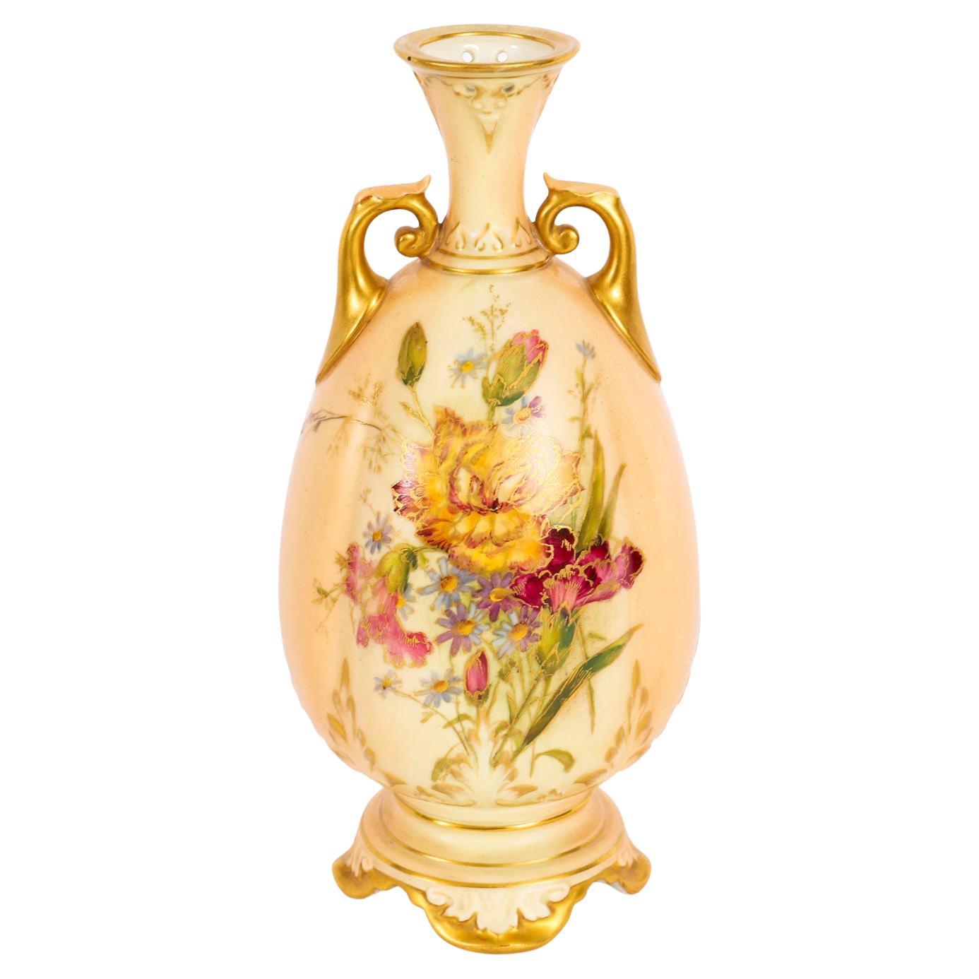 Antique Royal Worcester Ovoid Porcelain Vase 20th Century For Sale