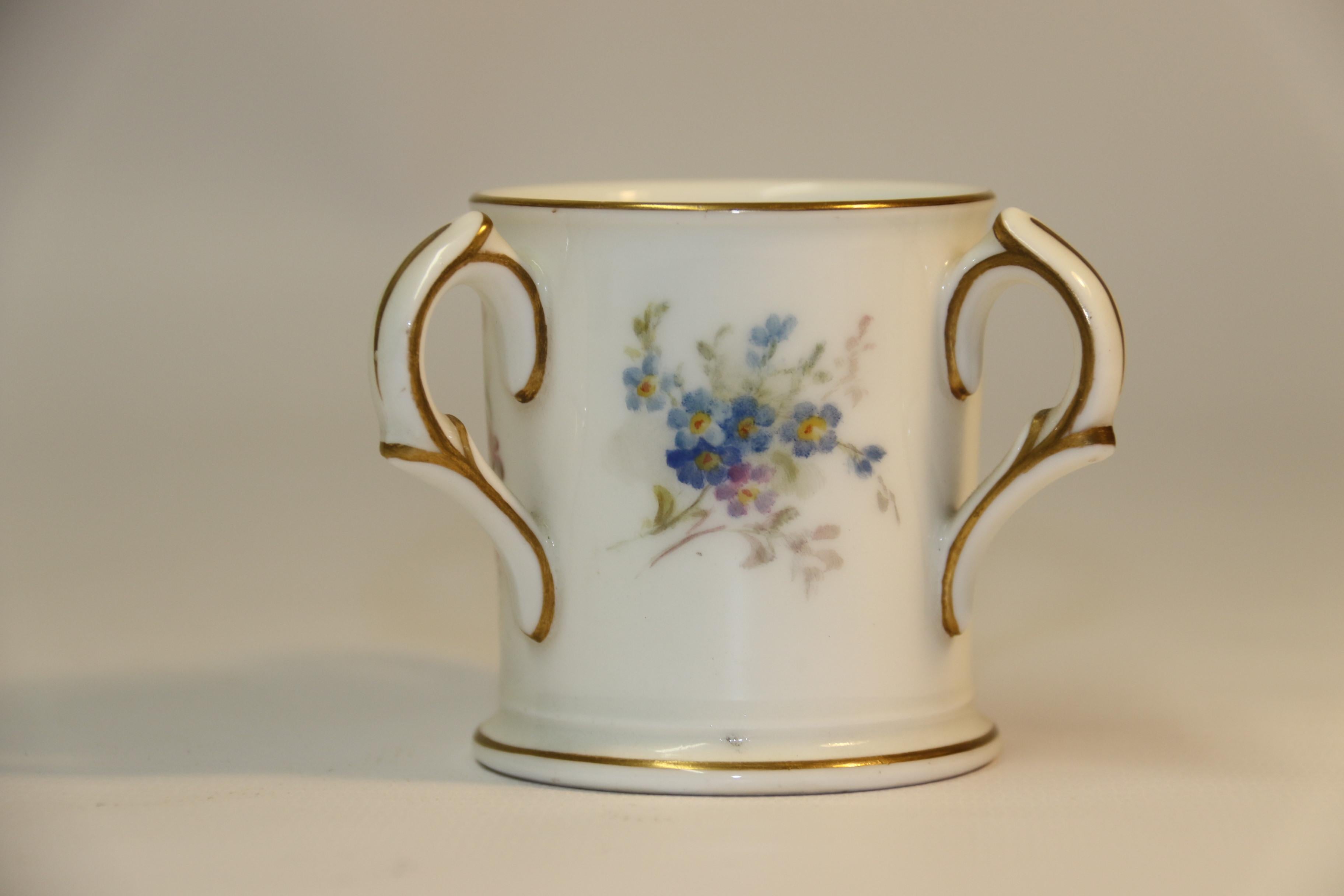 Hand-Painted Early 20th century Royal Worcester Porcelain Miniature Loving Cup, English, 1922 For Sale