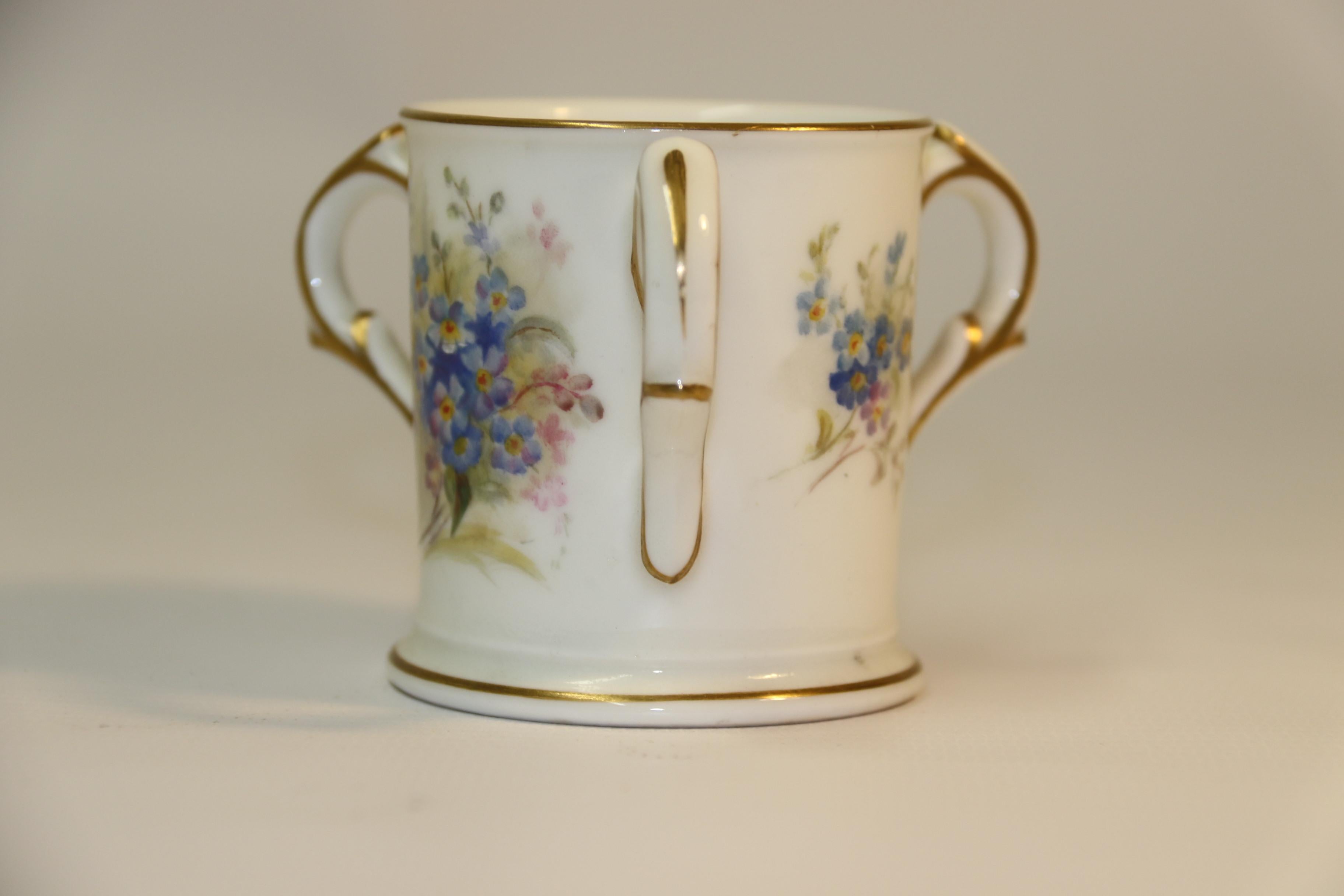 20th Century Early 20th century Royal Worcester Porcelain Miniature Loving Cup, English, 1922 For Sale