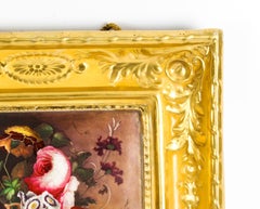 Antique Royal Worcester Porcelain Still Life Plaque by Chamberlains 19th Century