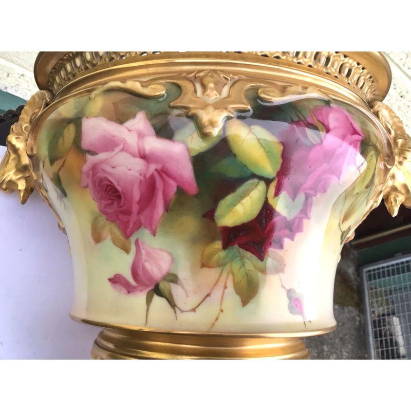 Antique Royal Worcester Roses Jardinere Vase 1