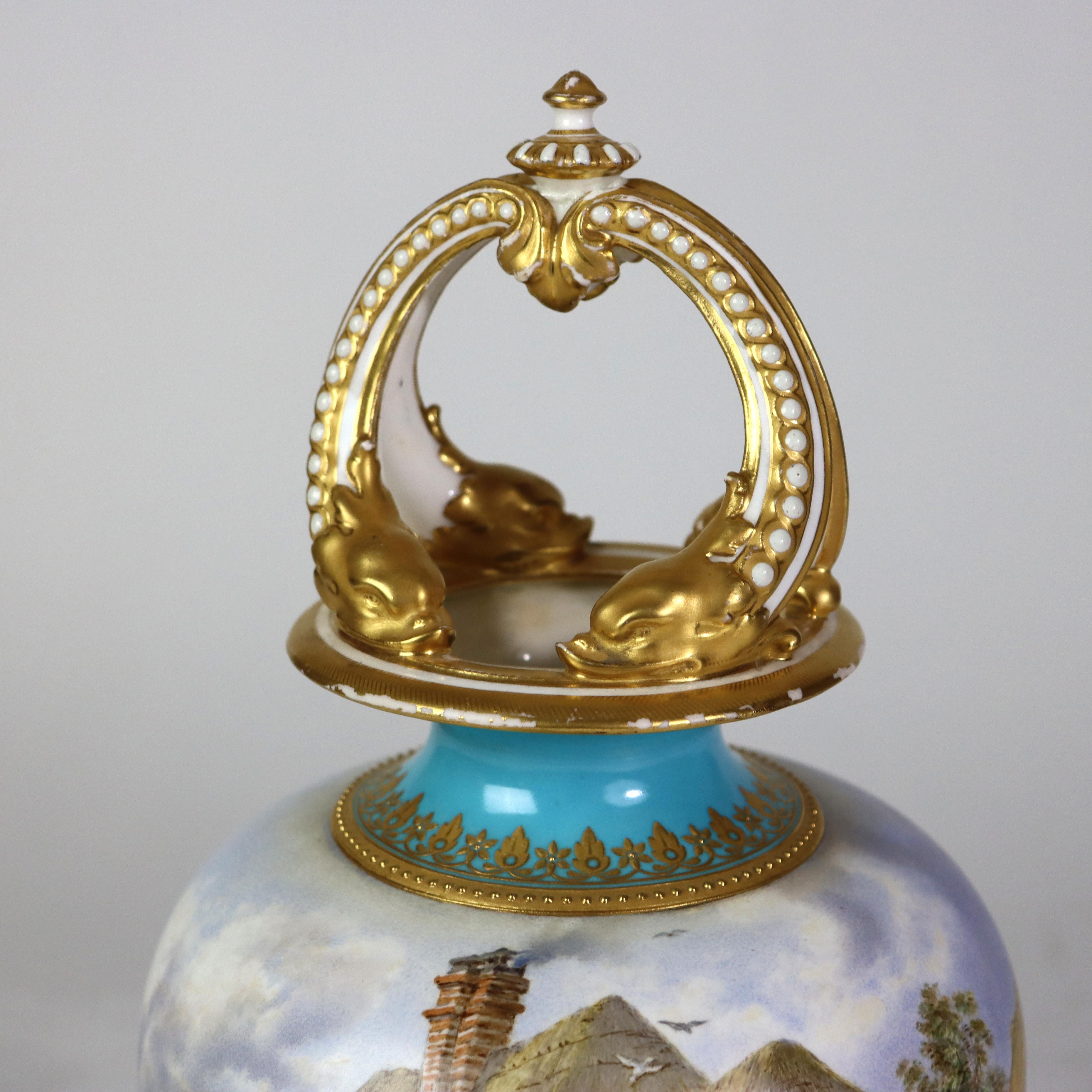 Antique Royal Worcester Scenic Porcelain Vase Signed C1890 For Sale 2