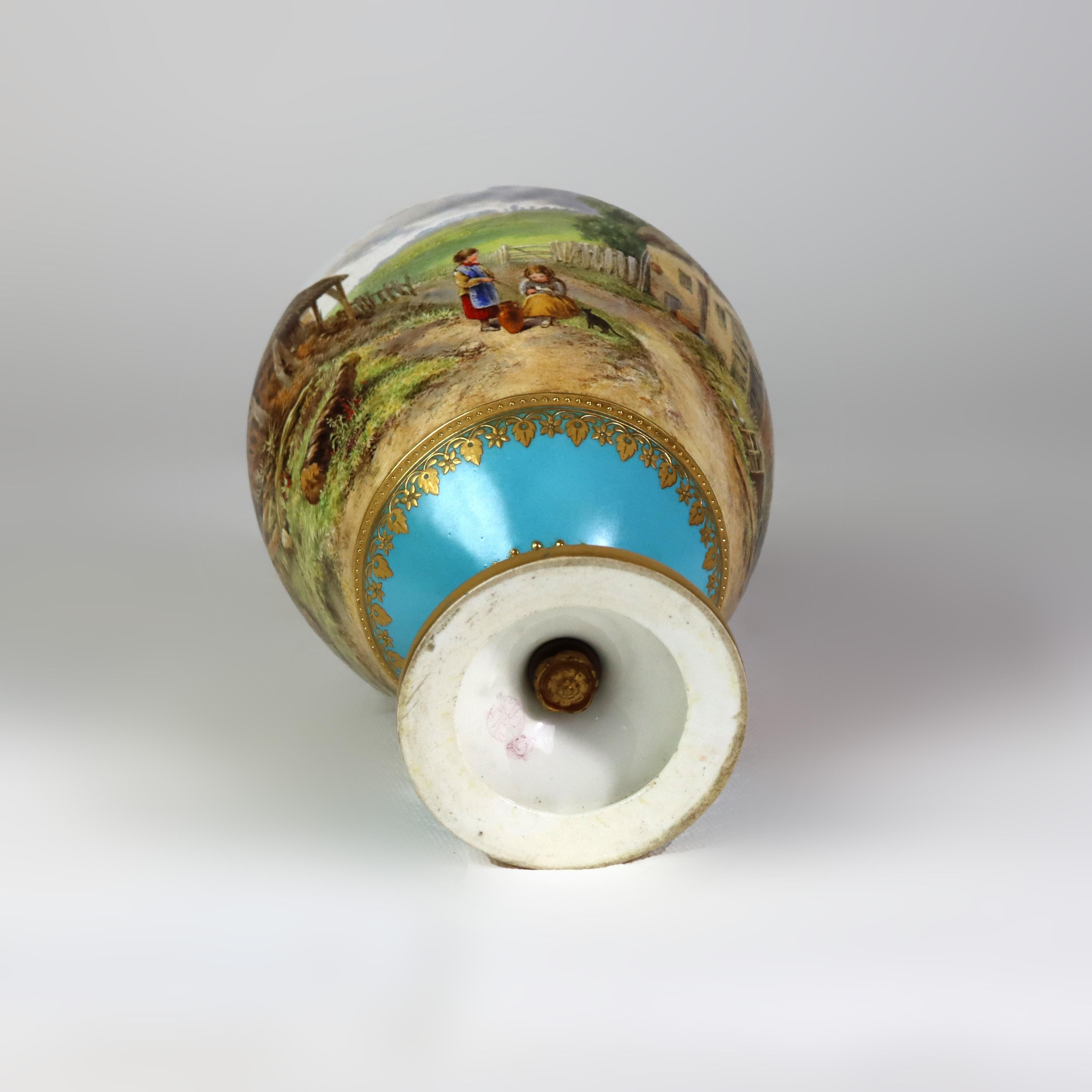 Antique Royal Worcester Scenic Porcelain Vase Signed C1890 For Sale 4