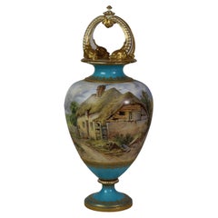 Antique Royal Worcester Scenic Porcelain Vase Signed C1890