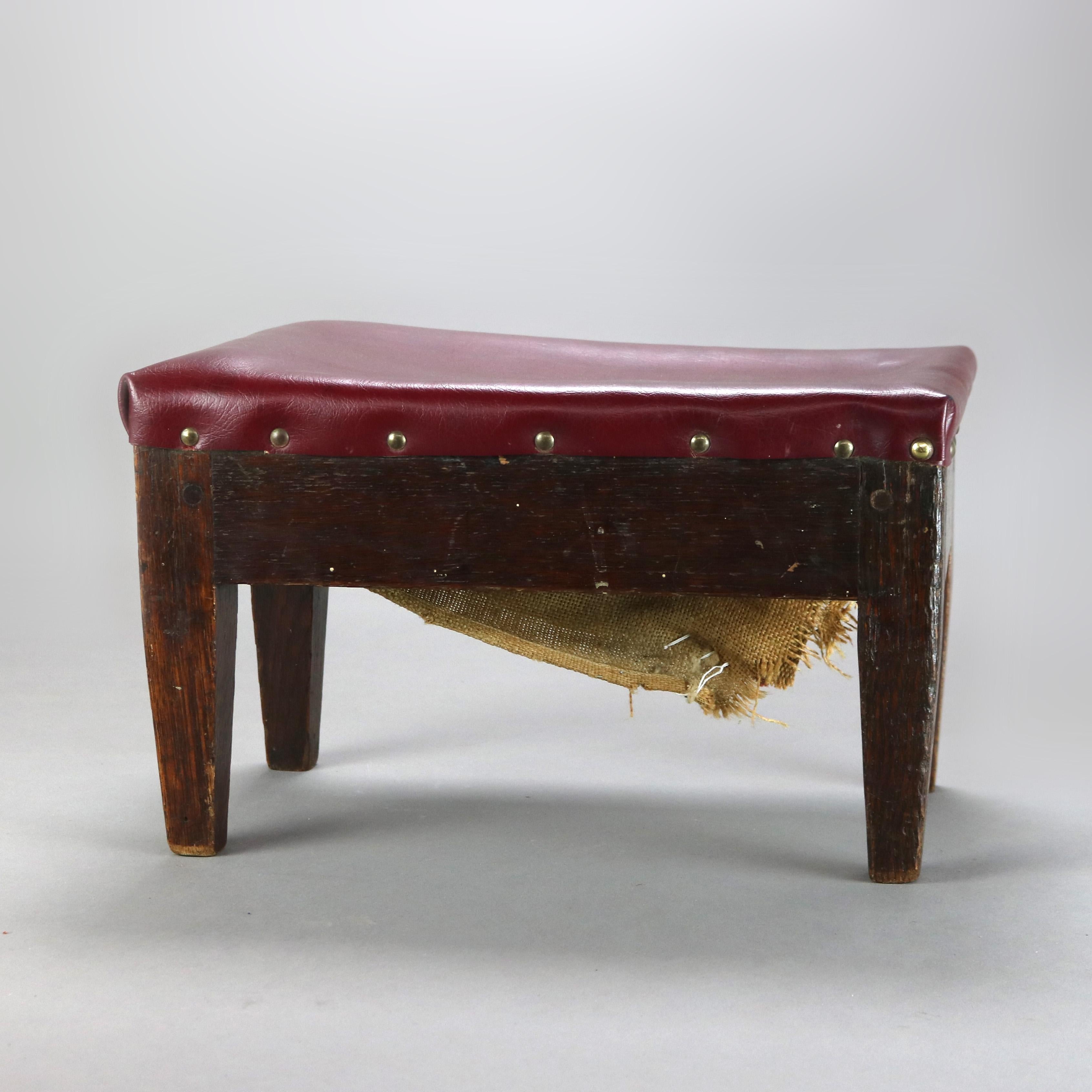 Arts and Crafts Antique Roycroft Arts & Crafts Mission Oak Foot Stool C1910 For Sale
