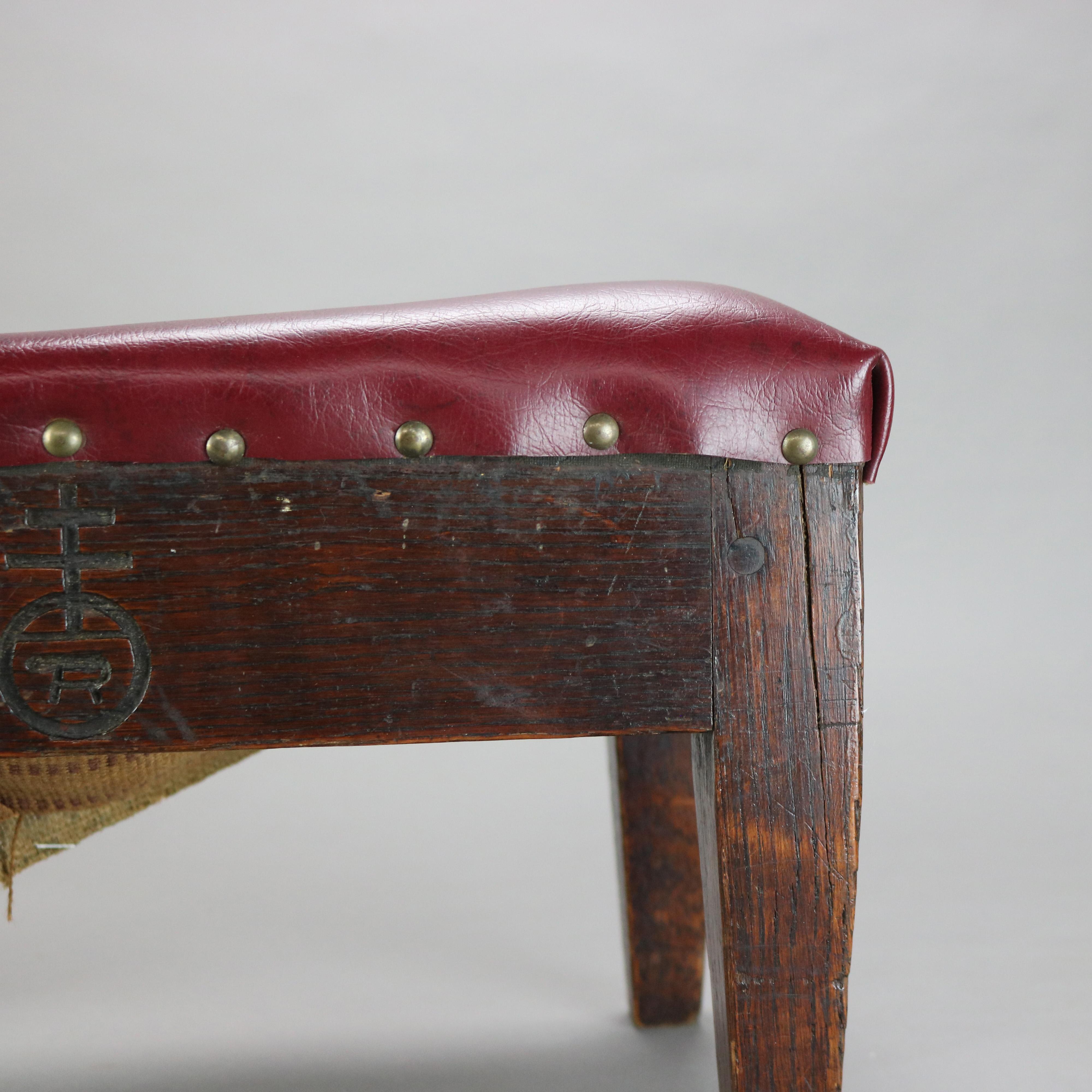 Antique Roycroft Arts & Crafts Mission Oak Foot Stool C1910 For Sale 1