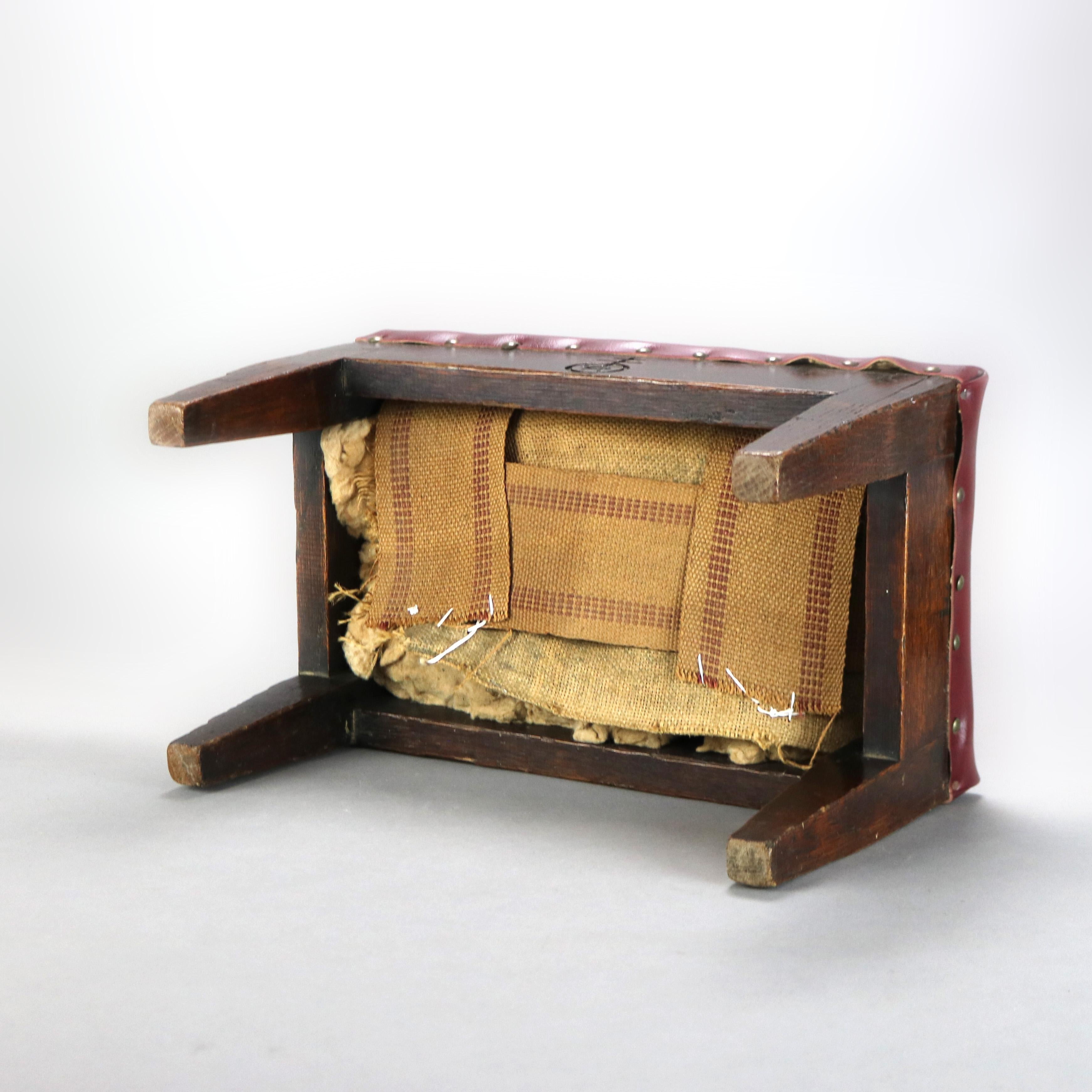 Antique Roycroft Arts & Crafts Mission Oak Foot Stool C1910 For Sale 2