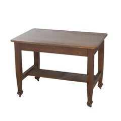 Antique Roycroft Inspired Mission Oak Single Drawer Desk  C1920