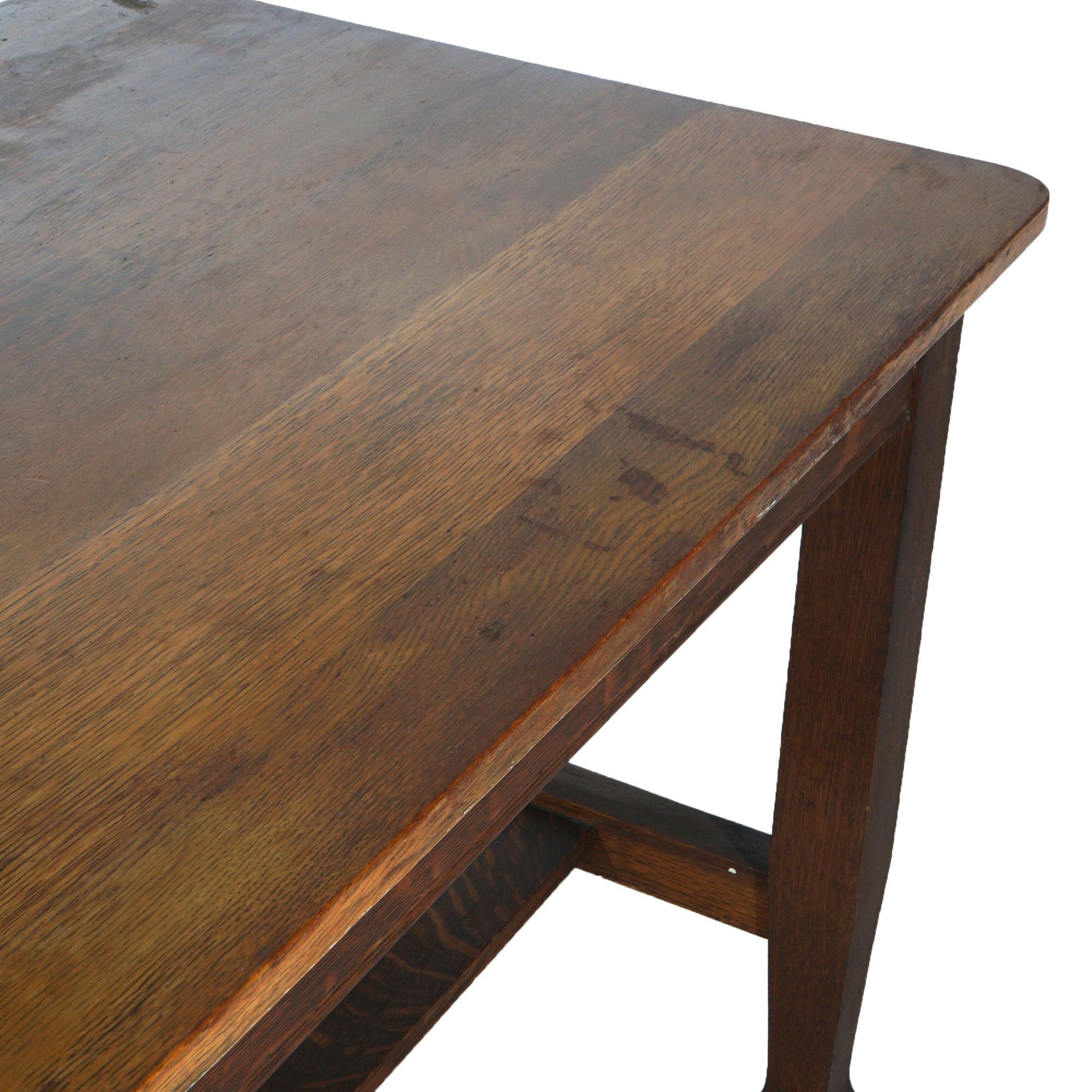 Antique Roycroft Inspired Mission Oak Single Drawer Desk  C1920 For Sale 1