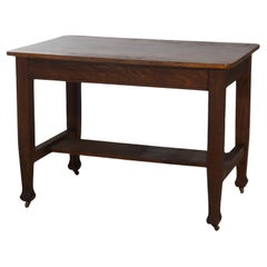 Antique Roycroft Inspired Mission Oak Single Drawer Desk  C1920
