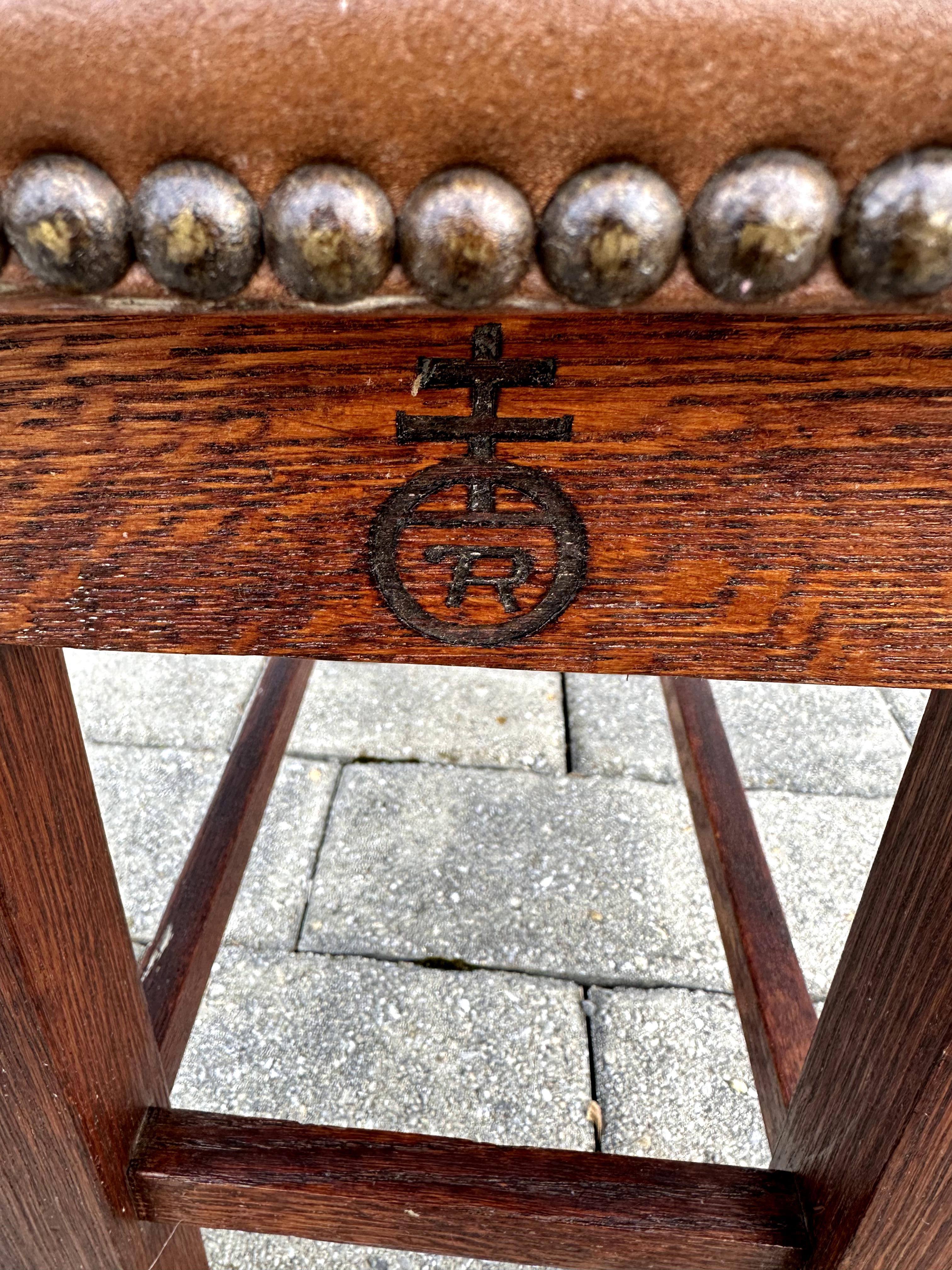 Antique   ROYCROFT  Meditation Chair Stickley era w For Sale 5
