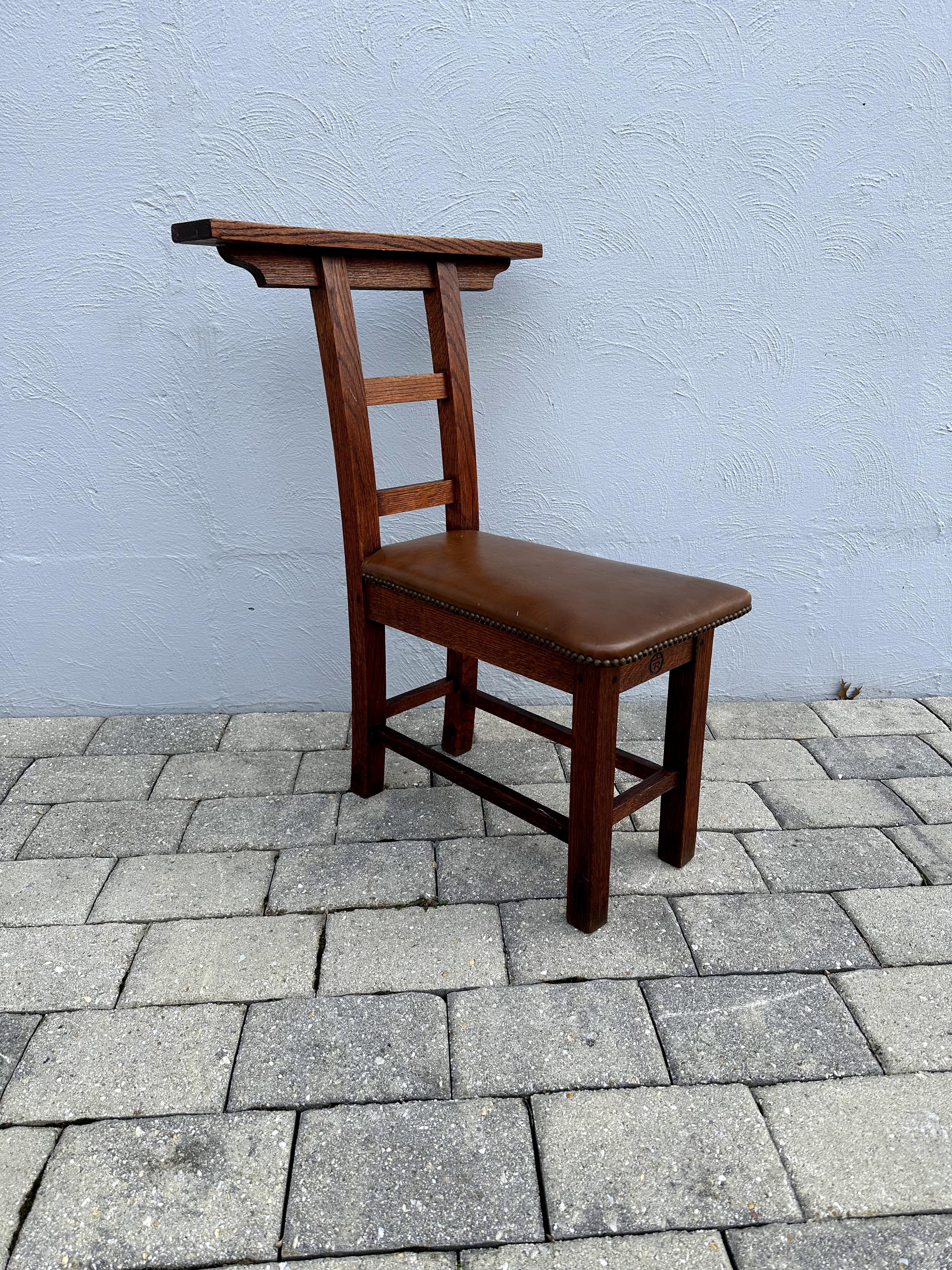 Arts and Crafts Antique   ROYCROFT  Meditation Chair Stickley era w For Sale