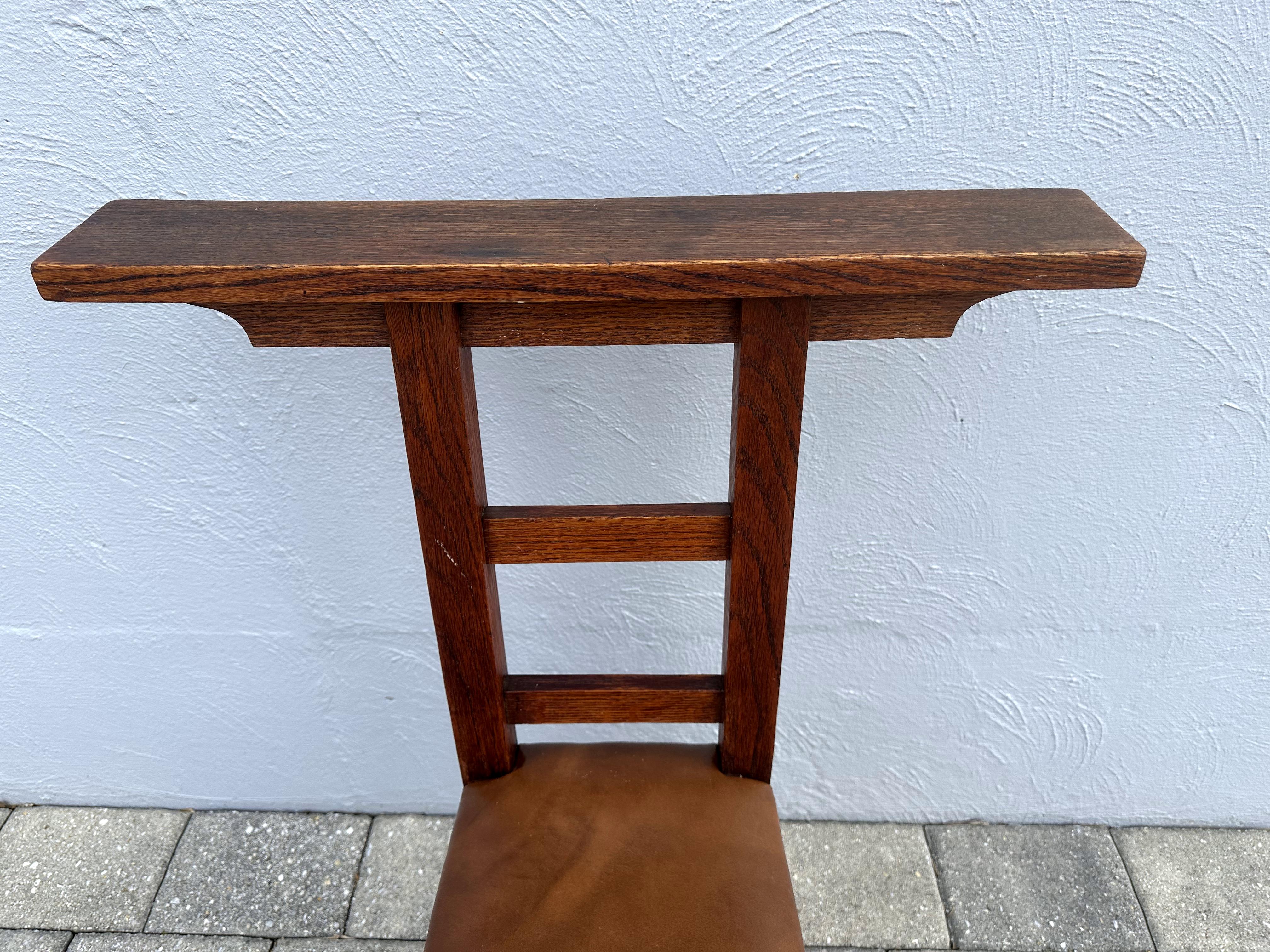 Leather Antique   ROYCROFT  Meditation Chair Stickley era w For Sale