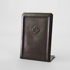 Antique Roycroft Mission Arts & Crafts Hammered Copper Stylized Flower Bookends