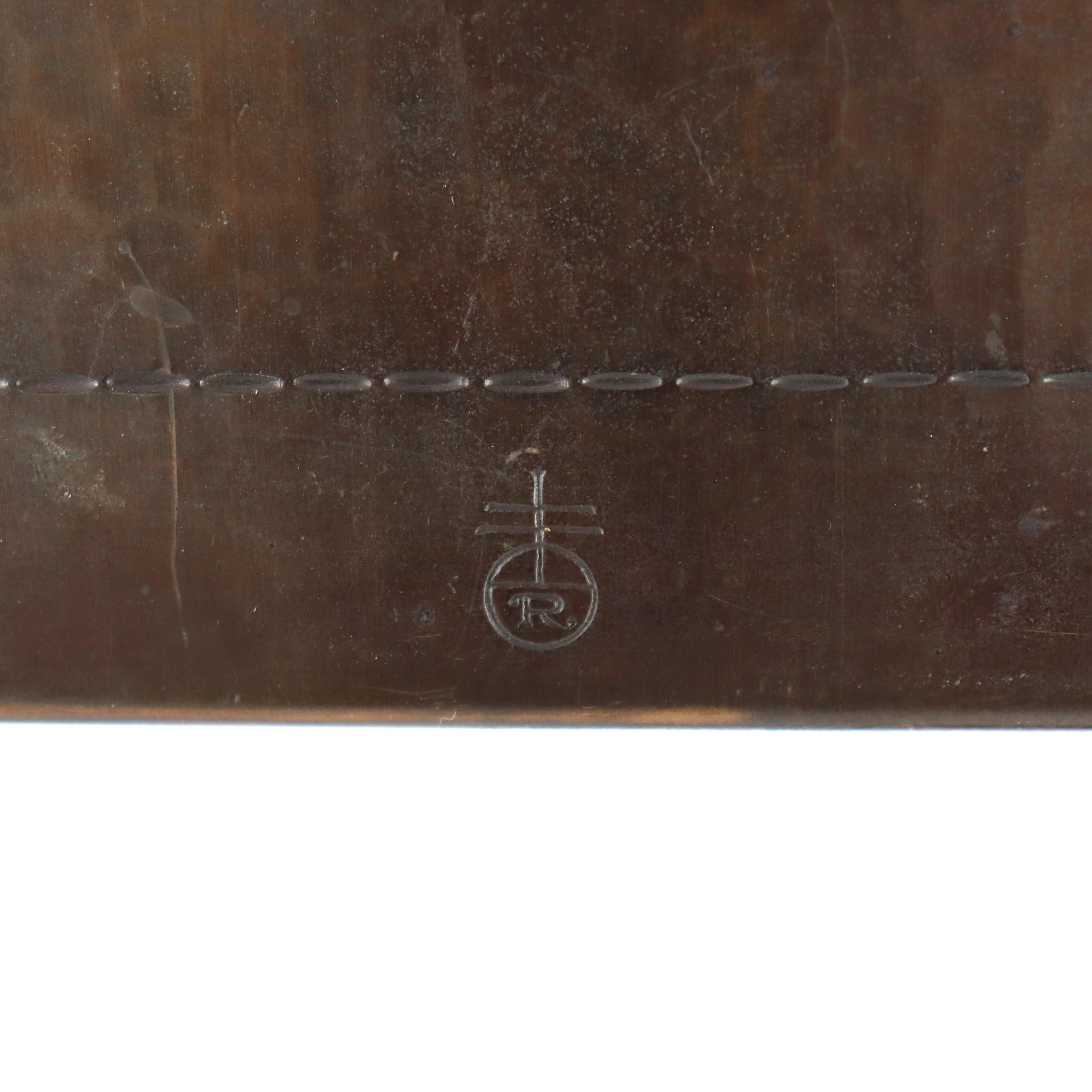 Antique Roycroft Mission Arts & Crafts Hammered Copper Stylized Flower Bookends im Angebot 1