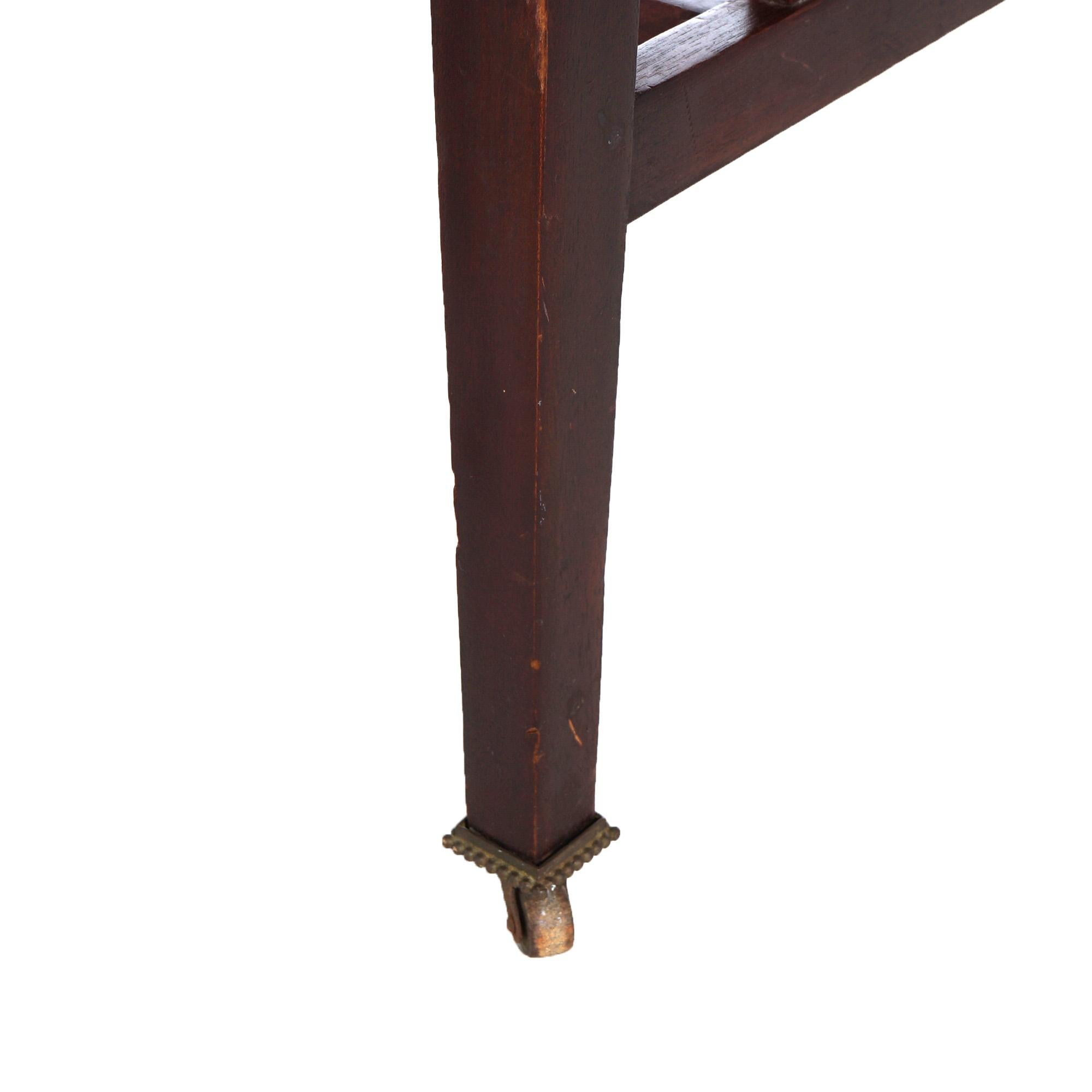 Acajou Ancienne table de bibliothèque Arts & Crafts de Roycroft School en acajou, côtés à lattes, C1910 en vente