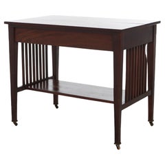 Antique Roycroft School Arts & Crafts Mahogany Library Table, Slat Sides, C1910