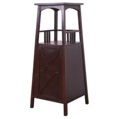 Antique Roycroft Style Arts & Crafts Oak Cellarette or Smoker Stand, Circa 1900