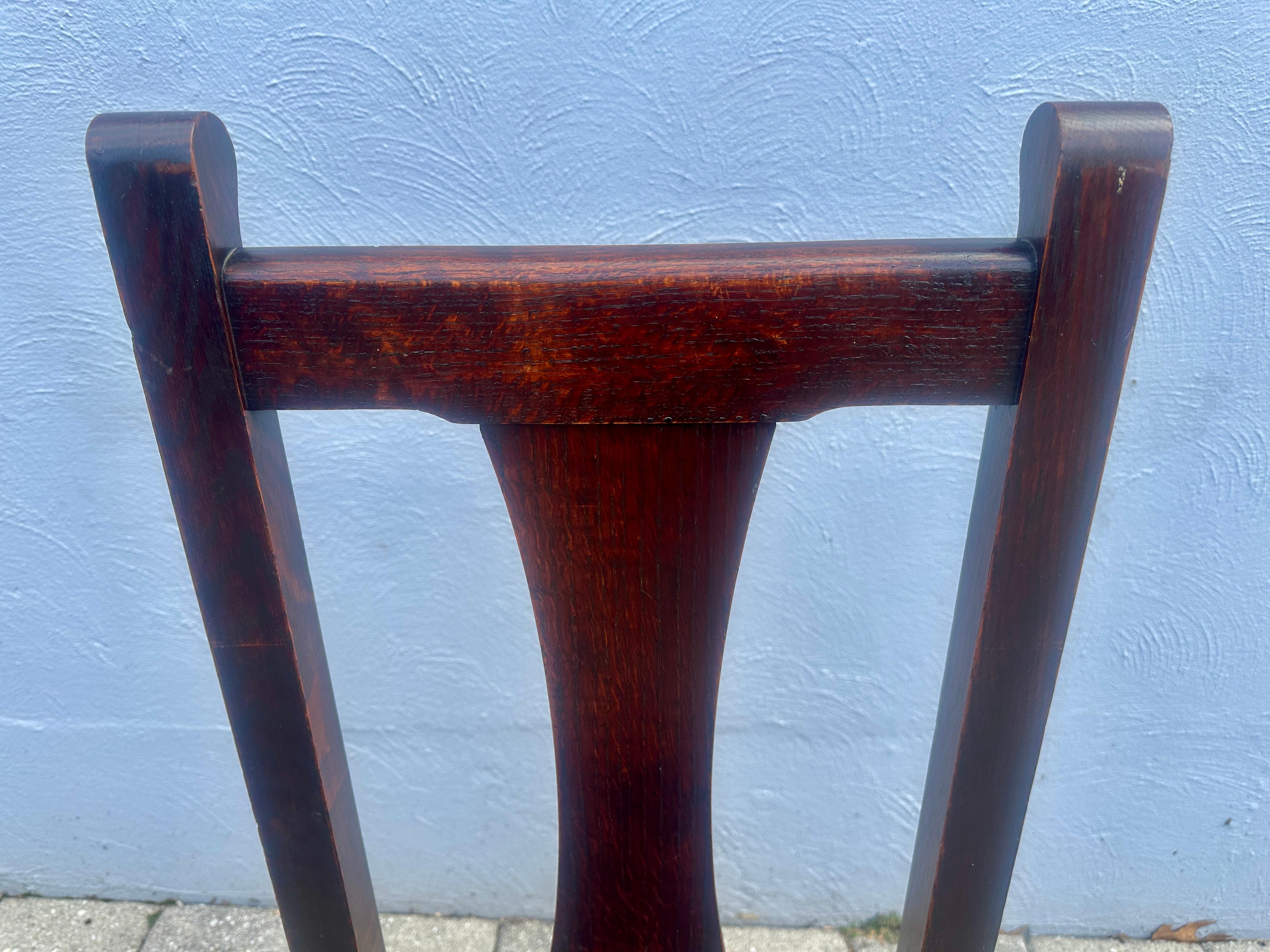 American Antique Roycroft Chair w/ Original Leather and Tacks, Stickley Era- W7739   SALE For Sale