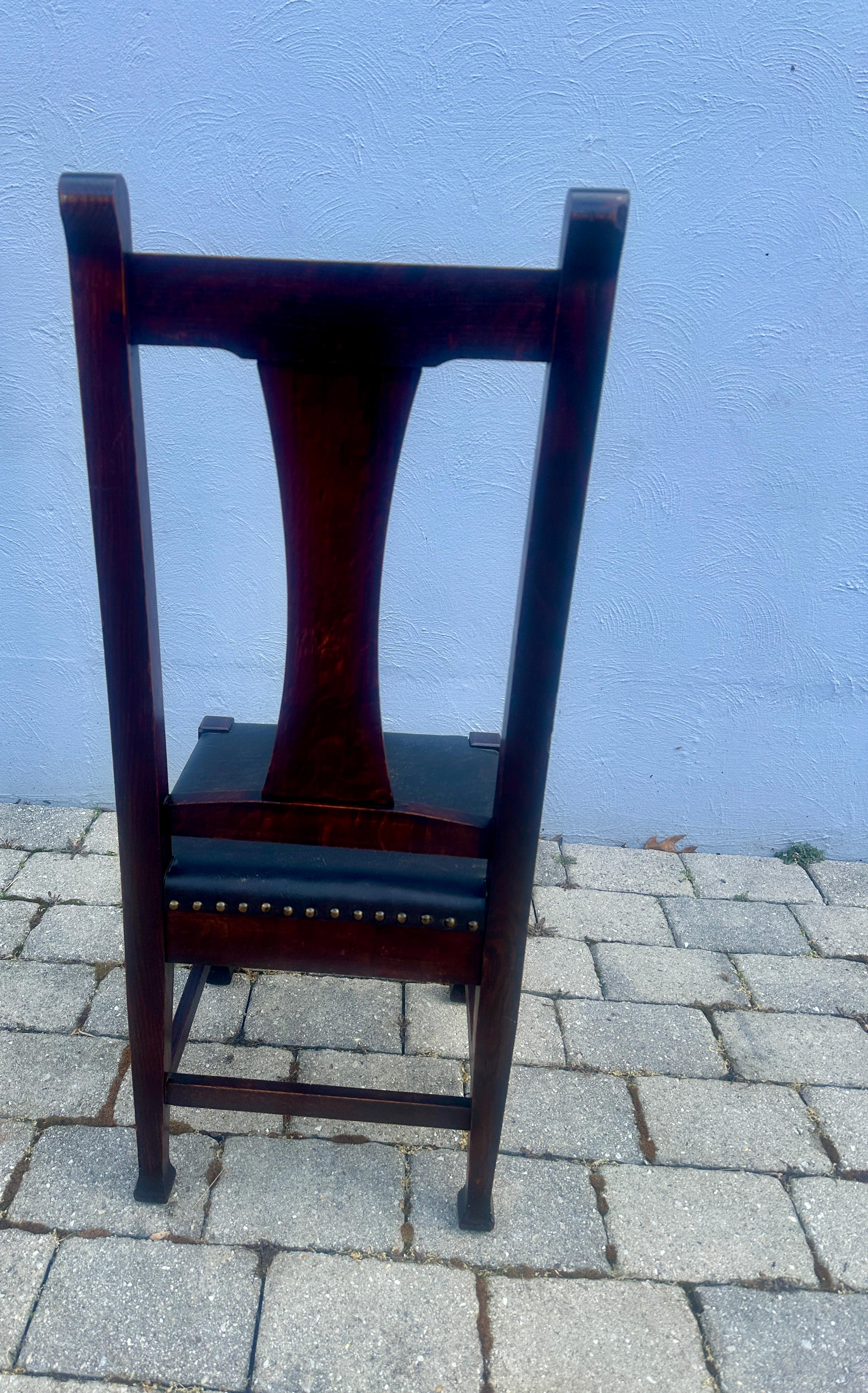 Antique Roycroft Chair w/ Original Leather and Tacks, Stickley Era- W7739   SALE For Sale 1